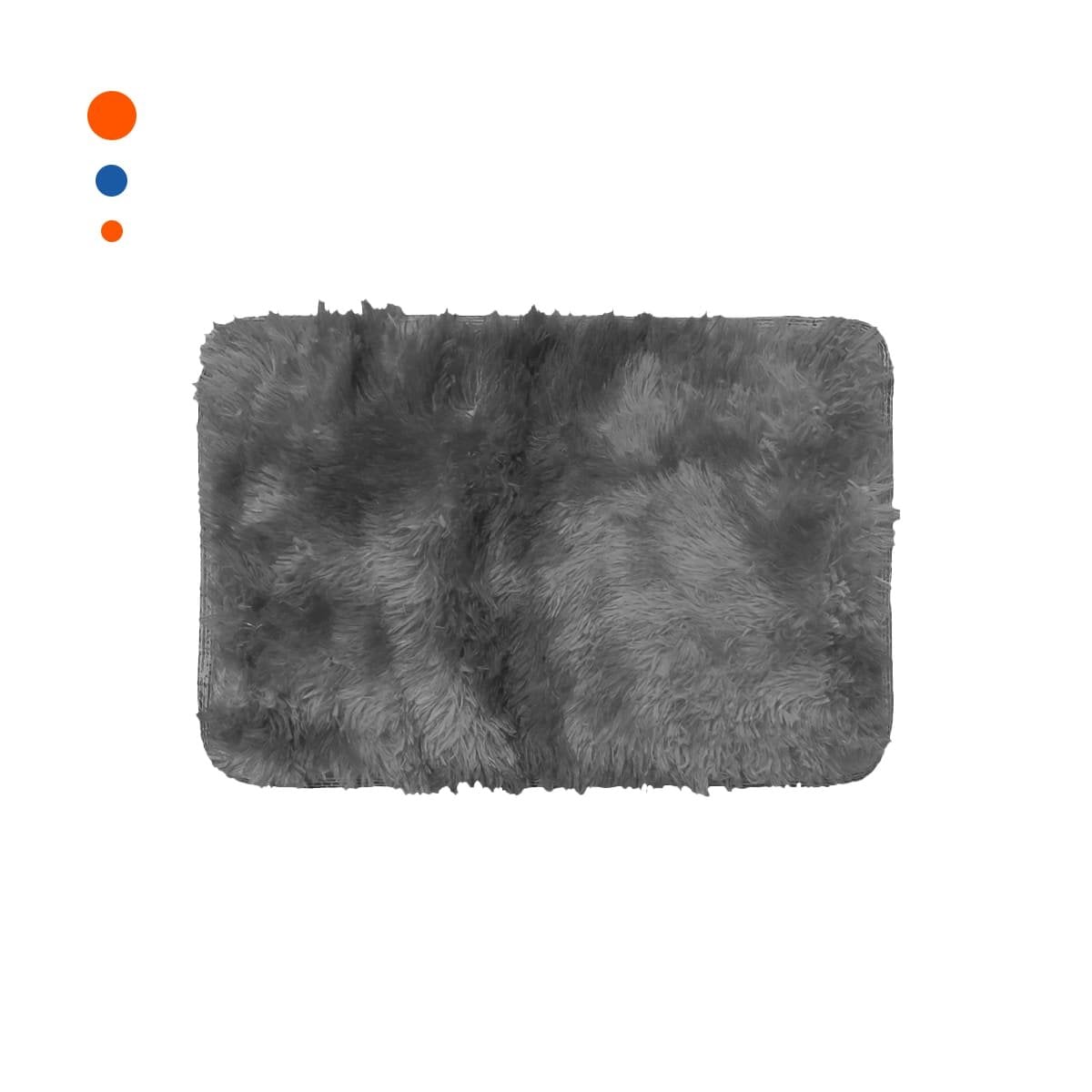 TAPETE NEGRO Y PLOMO DE PELUCHE RECTANGULAR CON DIMENSIONES 40X60CM YPAPEL REGALO - 1