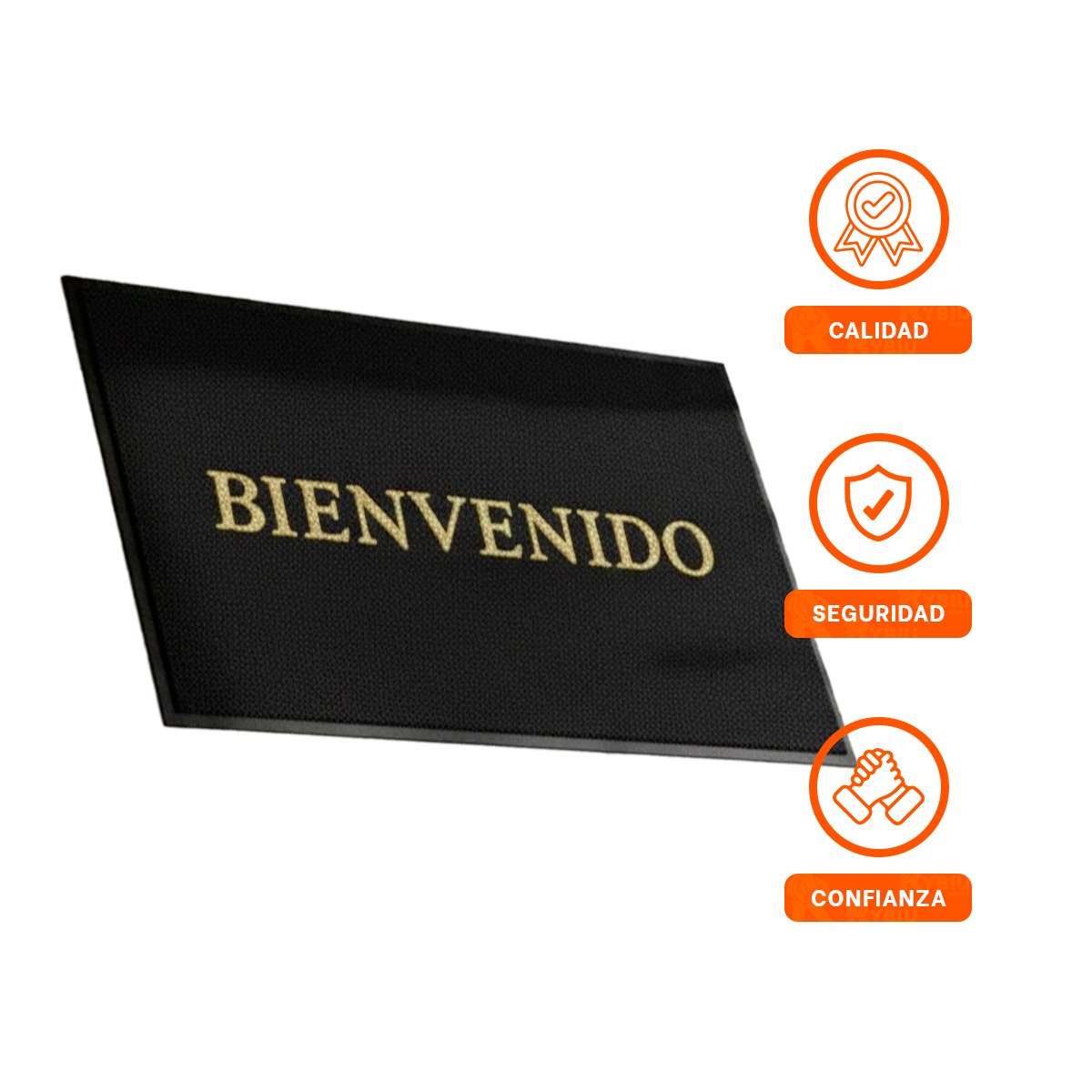 ESTERA RECTANGULAR BIENVENIDO NEGRO PARA SALA COCINA Y PASILLO Y+LIGAS REGALO - 3