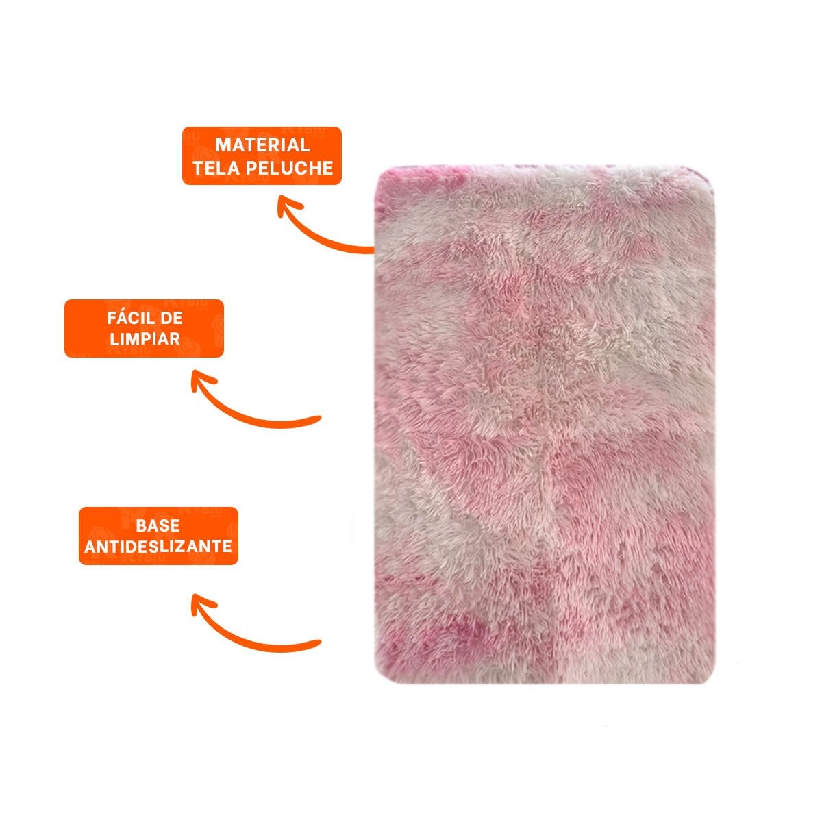 TAPETE RECTANGULAR DIMENSIONES 40X60CM CON TEXTURA PELUCHE ROSADO Y BLANCO - 3