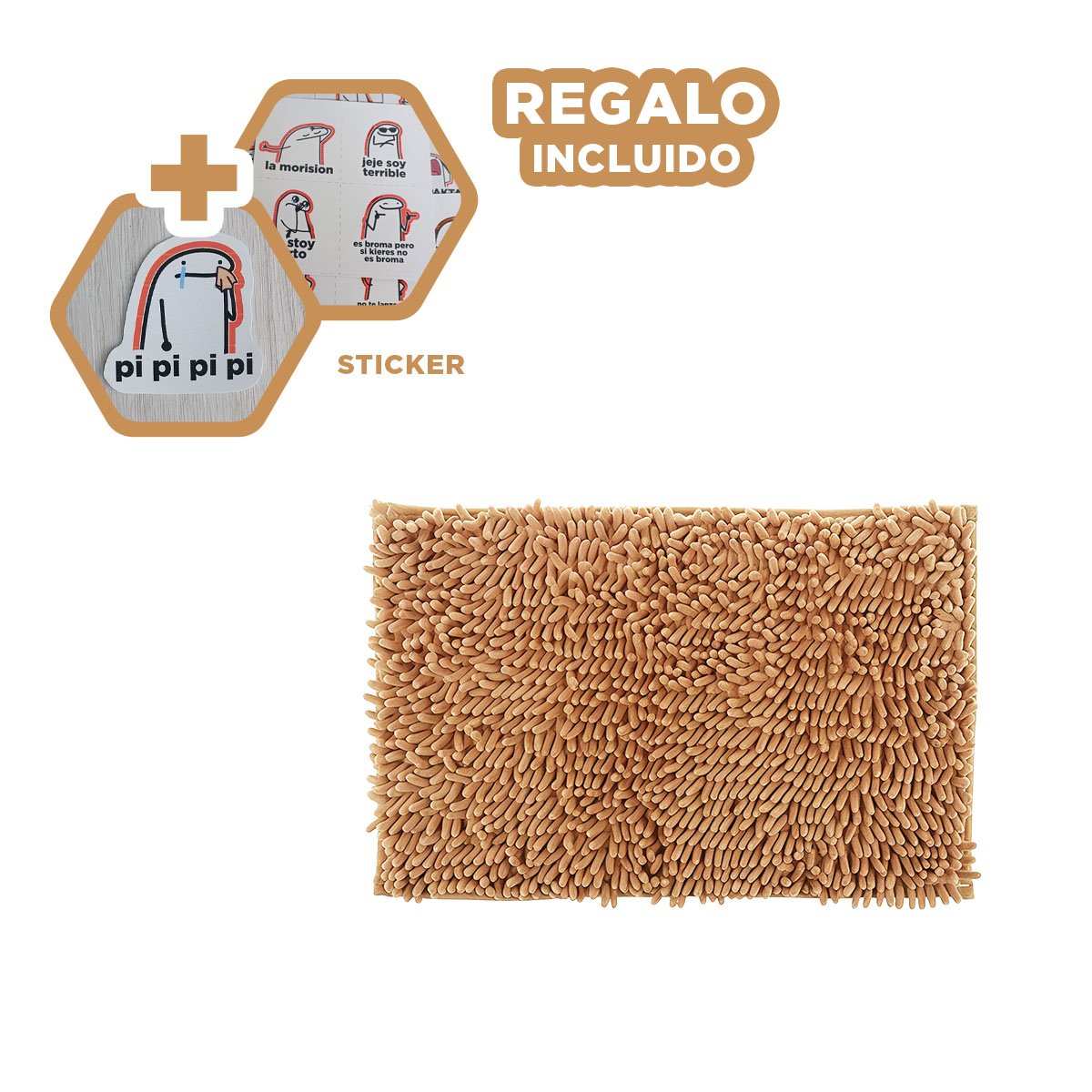 TAPIZ RECTANGULAR DECORATIVO DE MICROFIBRA 40X60CM MOSTAZA PARA CASA YREGALO STICKER - 1