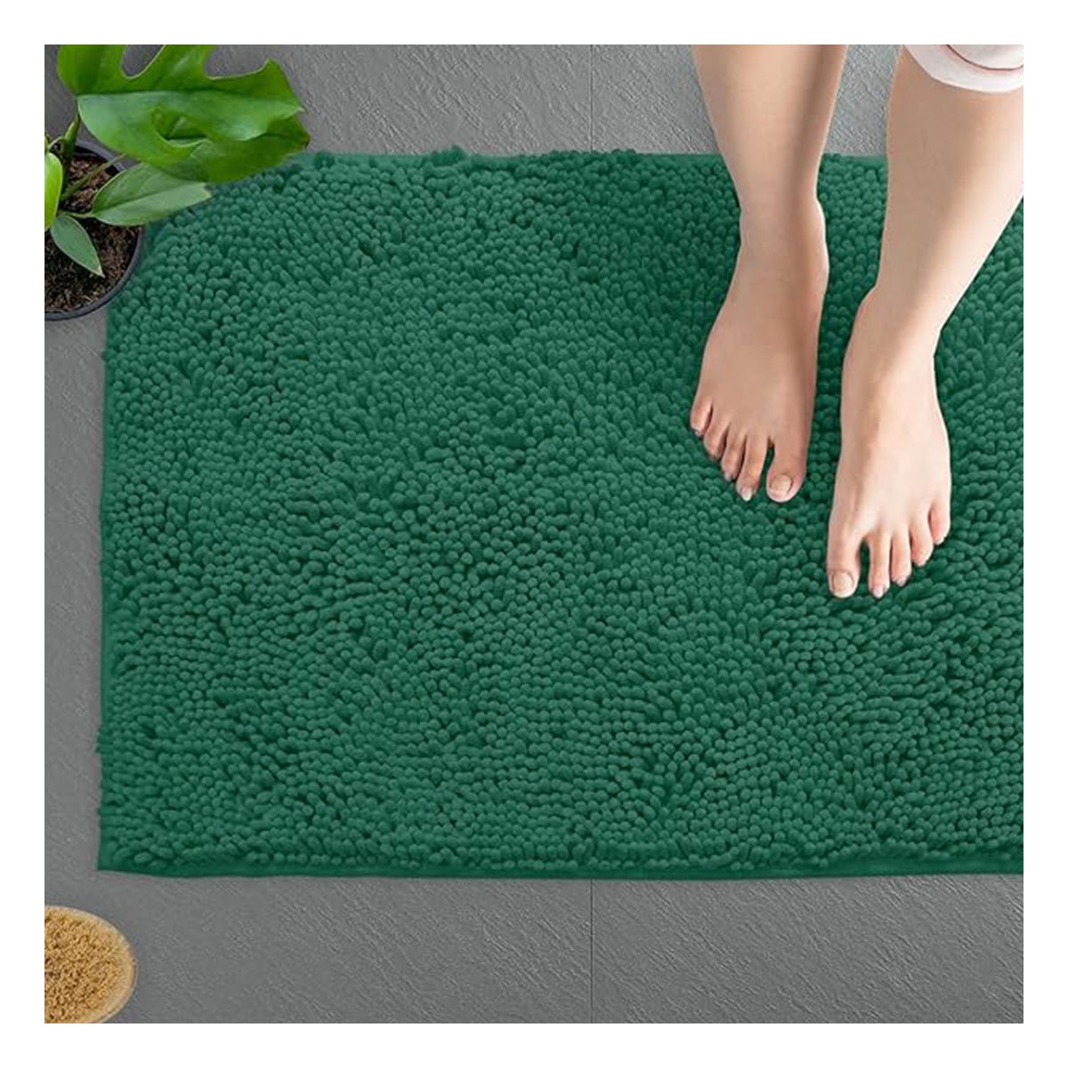 PACK6 ALFOMBRILLA RECTANGULAR DECORATIVA MICROFIBRA 40X60CM VERDE OSCURO PARA PISO - 5