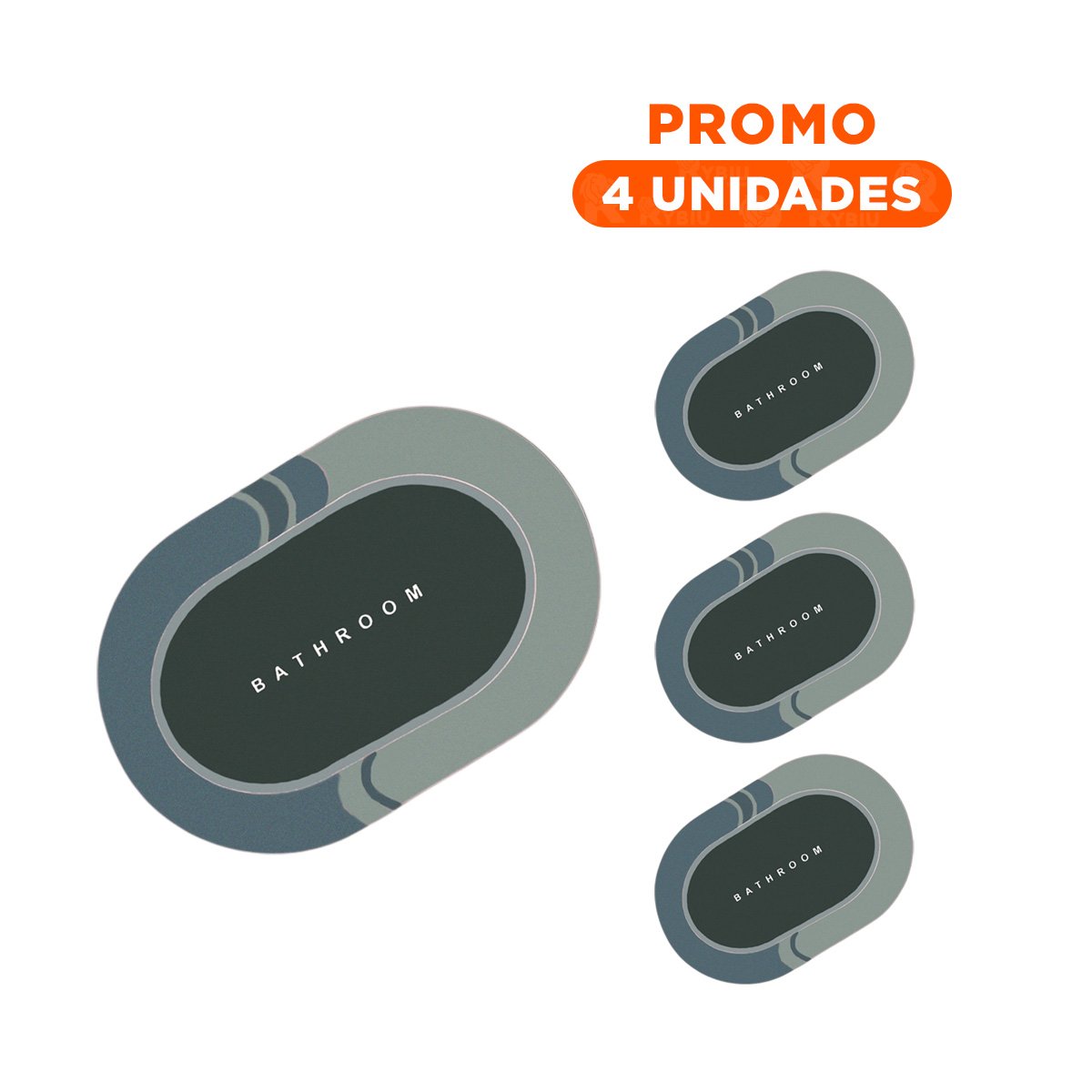PACK4 ALFOMBRILLA OVALADA PARA AMBIENTES DE CASA Y HOGAR VERDE OSCURO YREGALO STICKER - 1