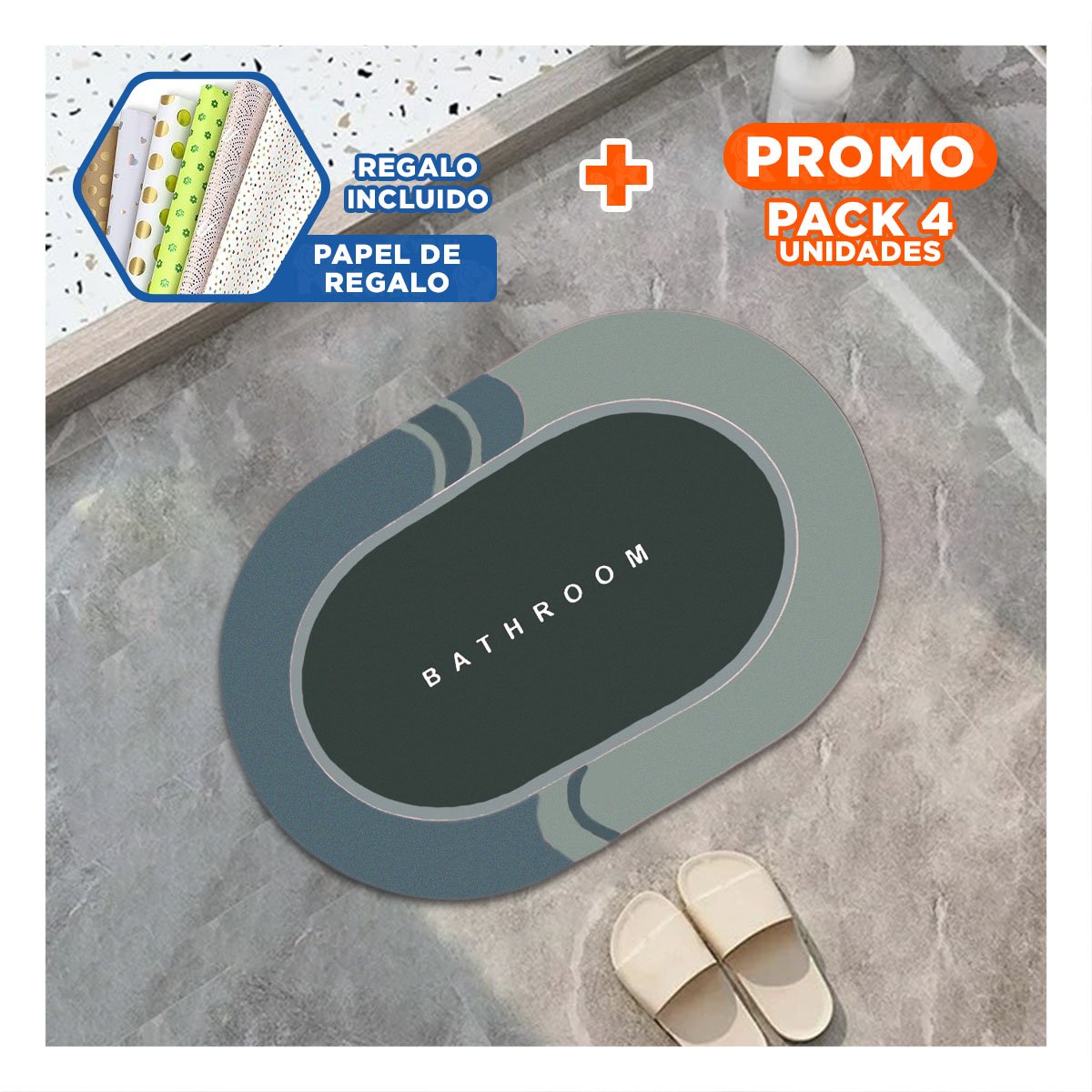PACK4 SUPERFICIE OVALADA PARA AMBIENTES DE CASA Y HOGAR CON APOYO VERDE OSCURO YPAPEL REGALO - 1