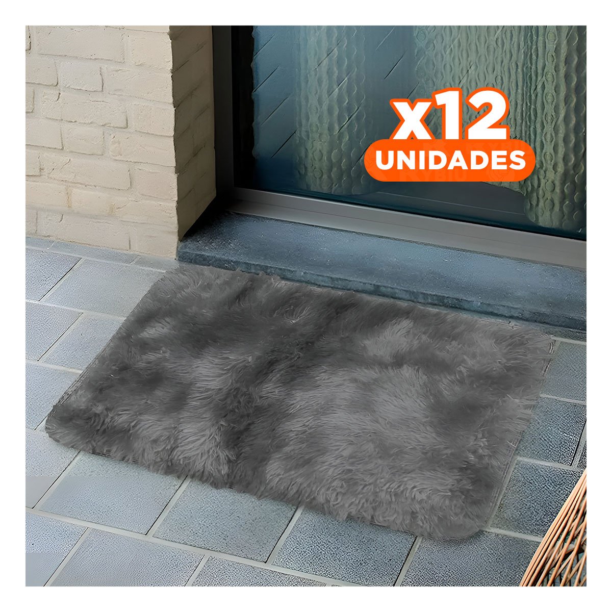 PACK12 ALFOMBRILLA RECTANGULAR NEGRO Y PLOMO CON ACABADO PELUCHE 40X60CM - 1
