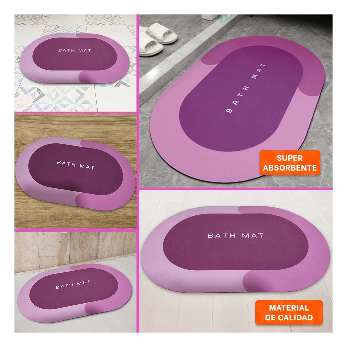 PACK4 CUBIERTA DE PISO OVALADA ROSADA PARA ESPACIOS DE CASA Y HOGAR YREGALO STICKER - 2