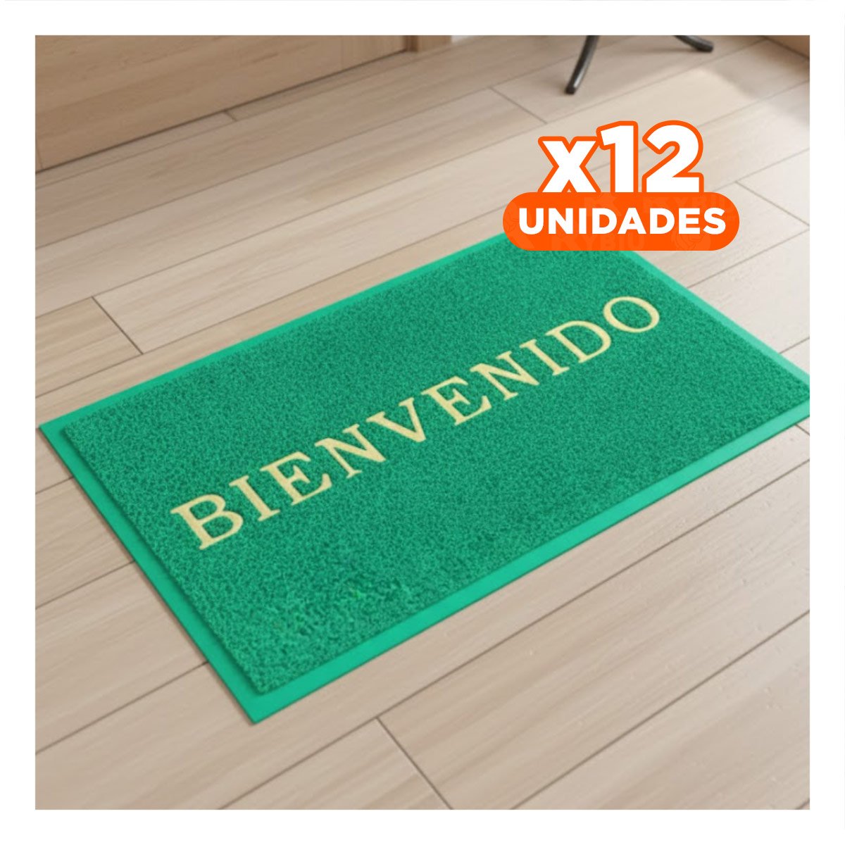 PACK12 FELPUDO RECTANGULAR BIENVENIDO VERDE PARA ENTRADA Y ZONA SOCIAL - 1