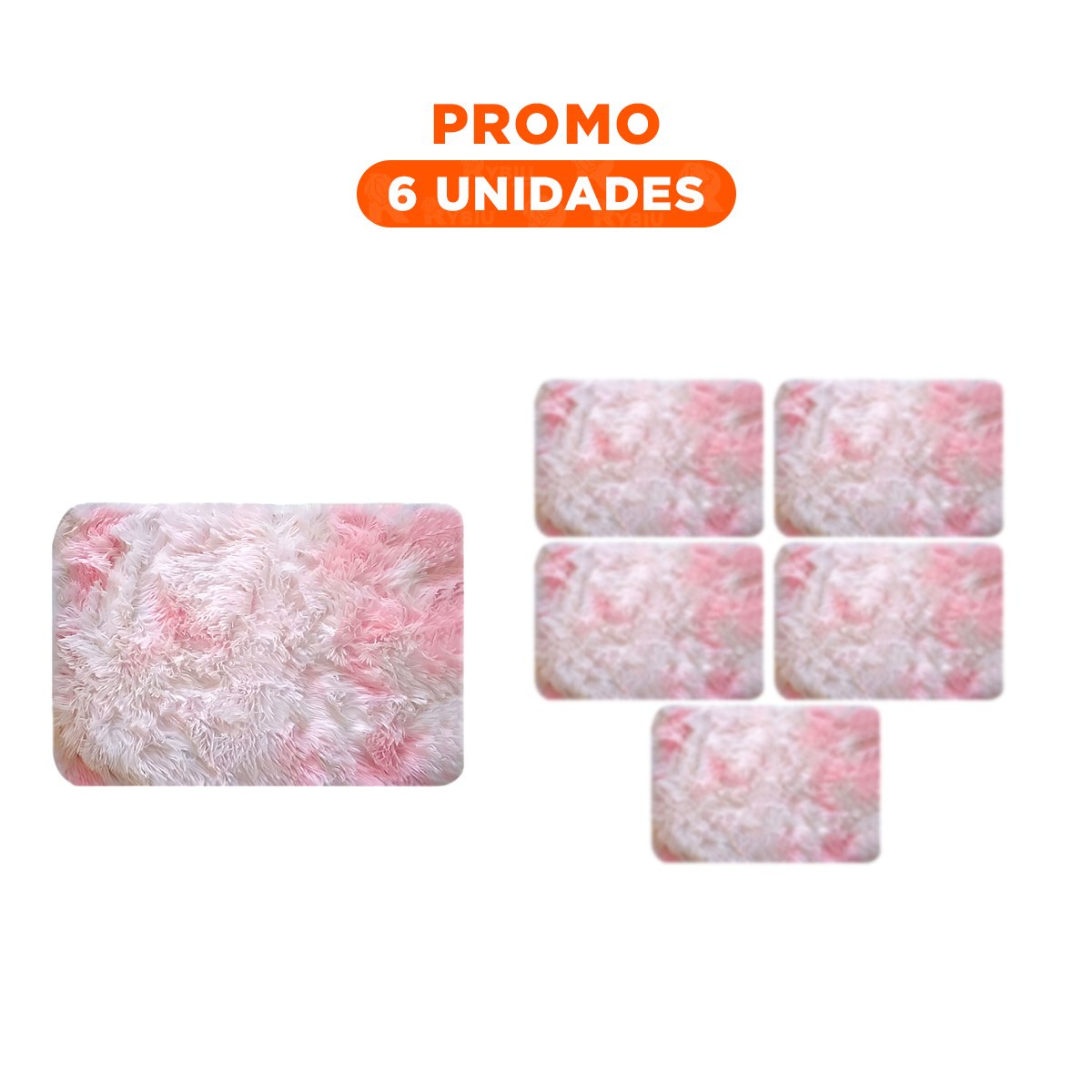 PACK6 ALFOMBRILLA RECTANGULAR CON ROSADO Y BLANCO PELUCHE 40X60CM - 1