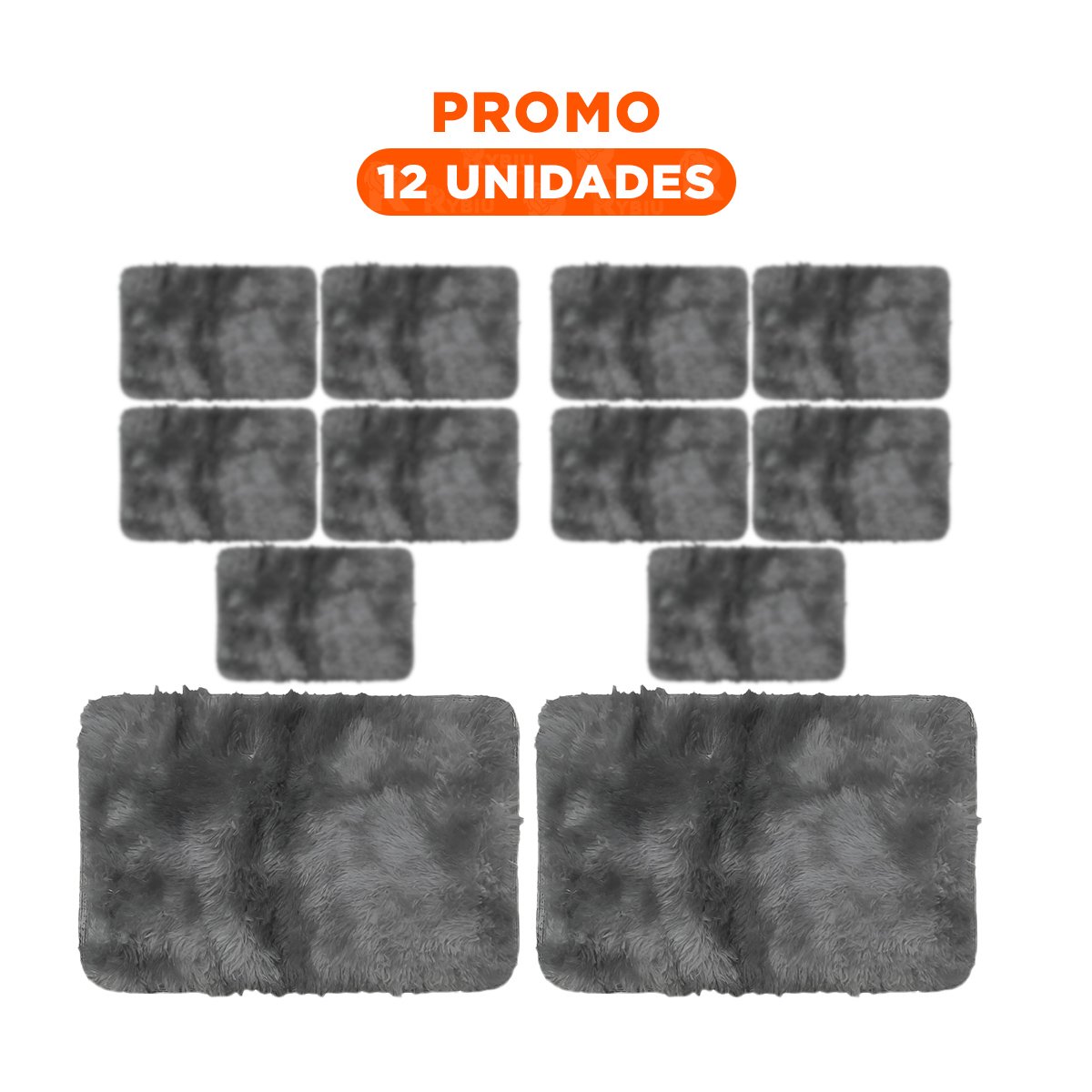 PACK12 BASE RECTANGULAR NEGRO Y PLOMO TEXTURA PELUCHE 40X60CM YREGALO STICKER - 1