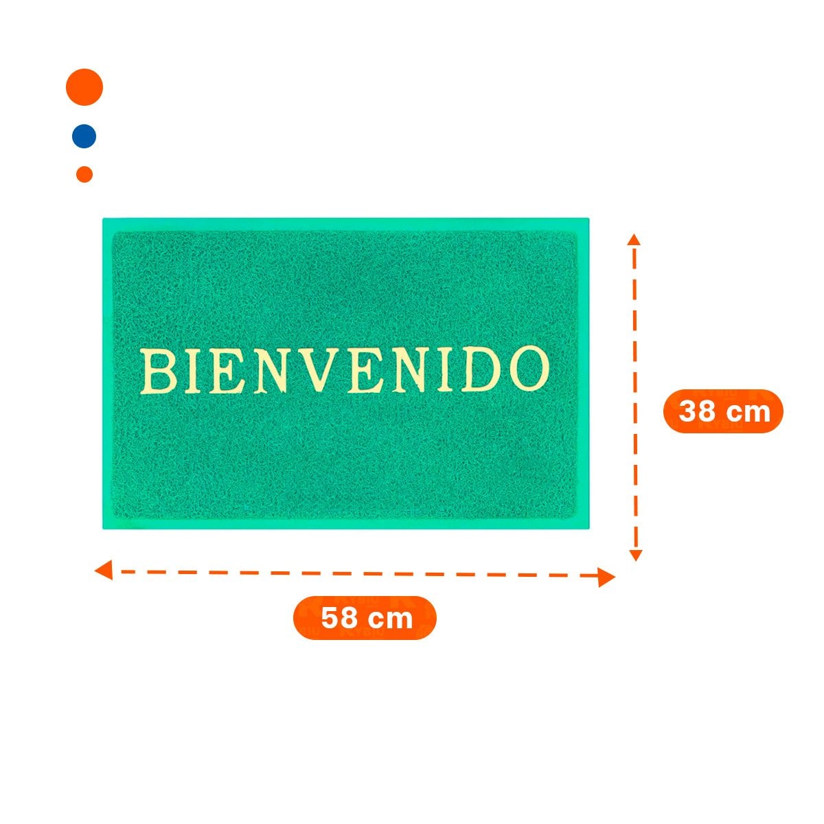 PACK4 ALFOMBRA RECTANGULAR BIENVENIDO VERDE PARA DECORAR ENTRADA Y PASILLO - 4