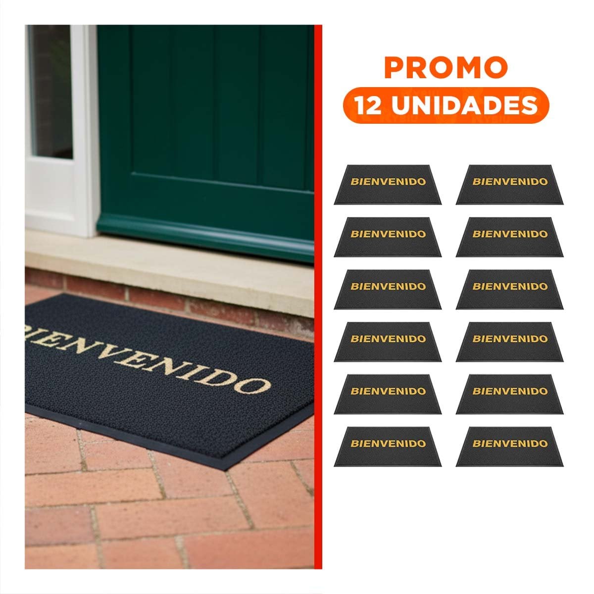 PACK12 ESTERA RECTANGULAR BIENVENIDO PLOMO PARA ENTRADA Y ESPACIOS SOCIALES Y+REGALO STICKER - 1