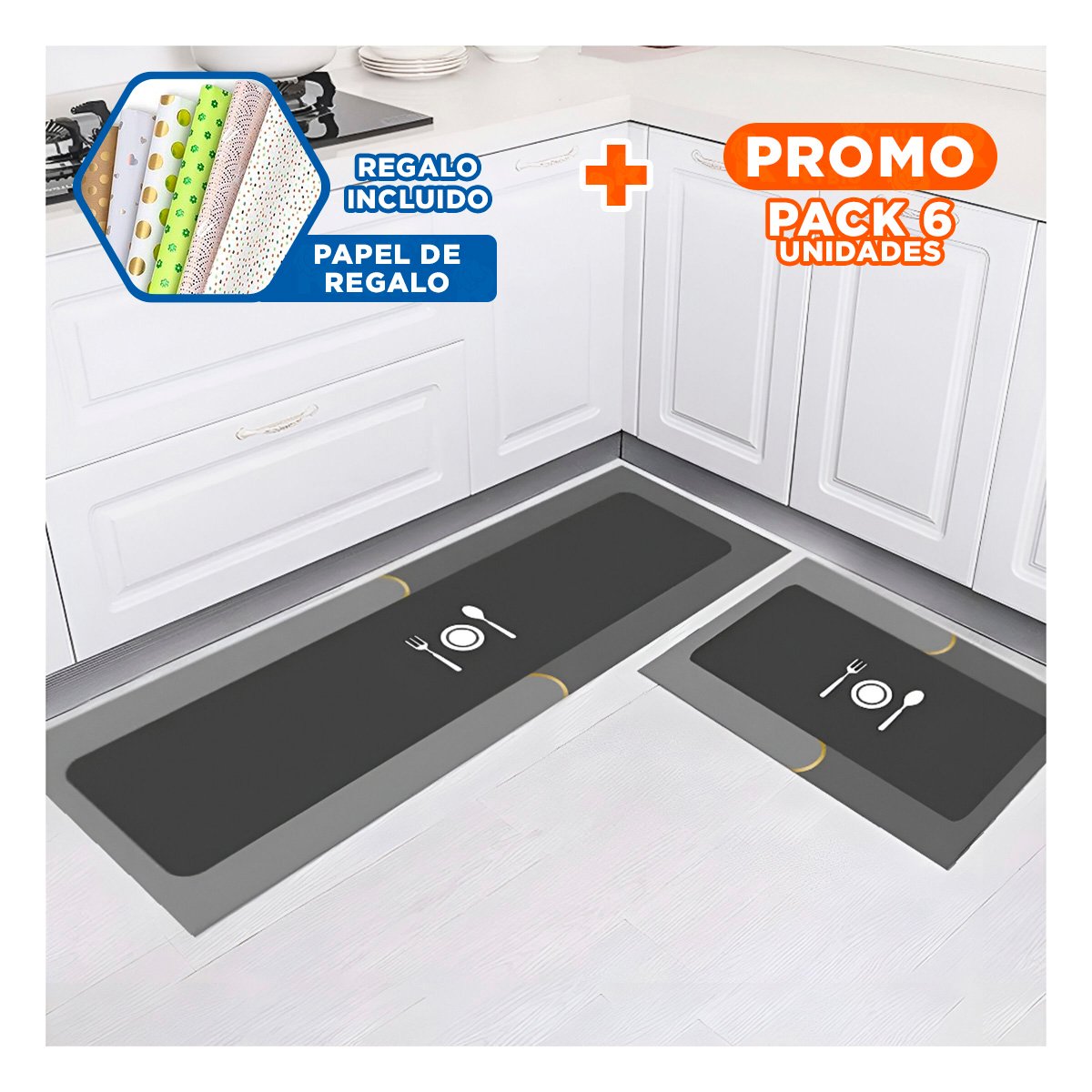 PACK6 SOLUCION ANTIDESLIZANTE DE PISO PARA COCINA Y HOGAR PLOMO Y+PAPEL REGALO - 1