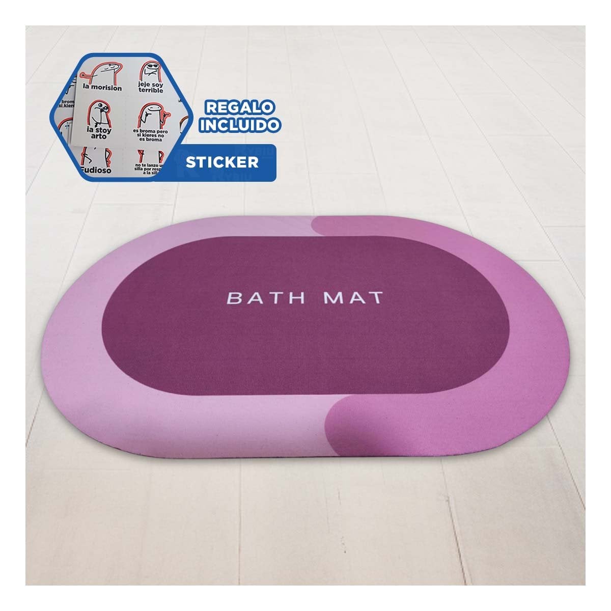 ALFOMBRILLA OVALADA ROSADA PARA HOGAR Y CASA CON SUPERFICIE ESTABLE Y FACIL YREGALO STICKER - 1