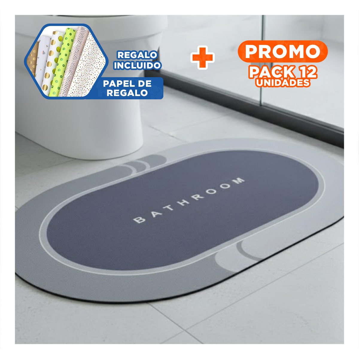 PACK12 ALFOMBRA OVALADA PARA USO INTERIOR EN CASA Y HOGAR SIMPLE PLOMO YPAPEL REGALO - 1