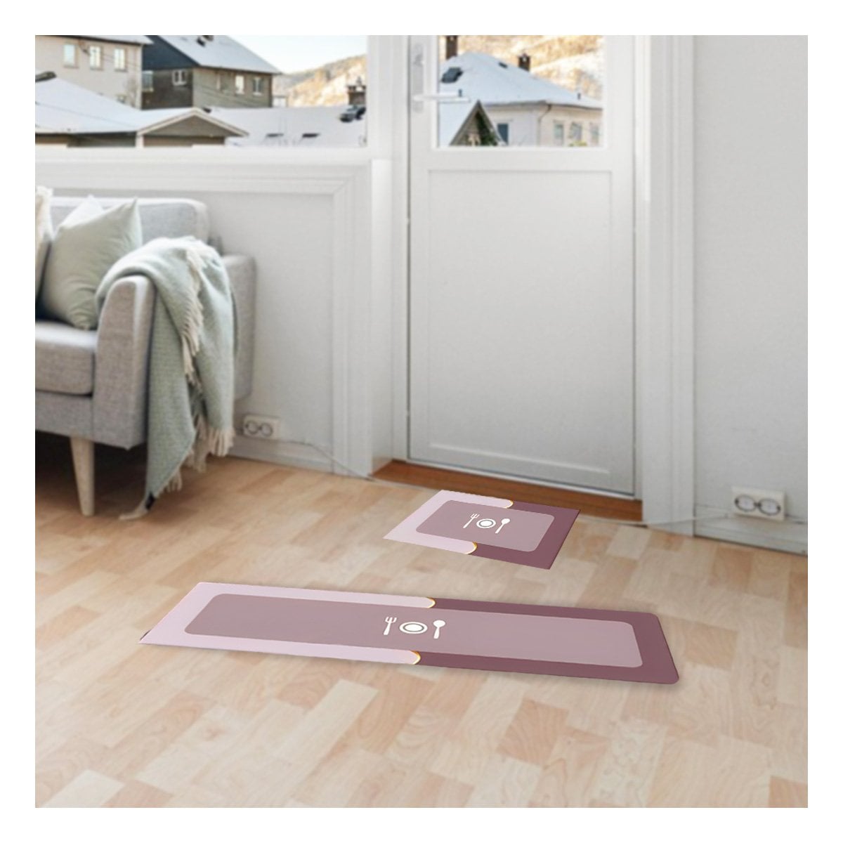 PACK4 BASE DE PISO ANTIDESLIZANTE PARA COCINA Y USO COTIDIANO ROSADO Y+PAPEL REGALO - 5