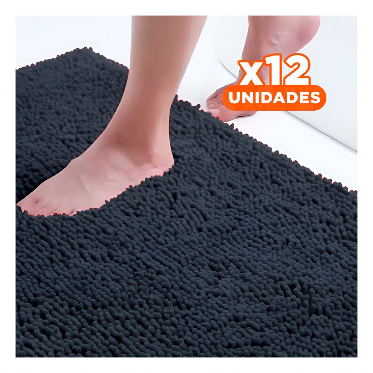 PACK12 ALFOMBRA RECTANGULAR MODERNA DE MICROFIBRA 40X60CM PLOMO OSCURO - 1