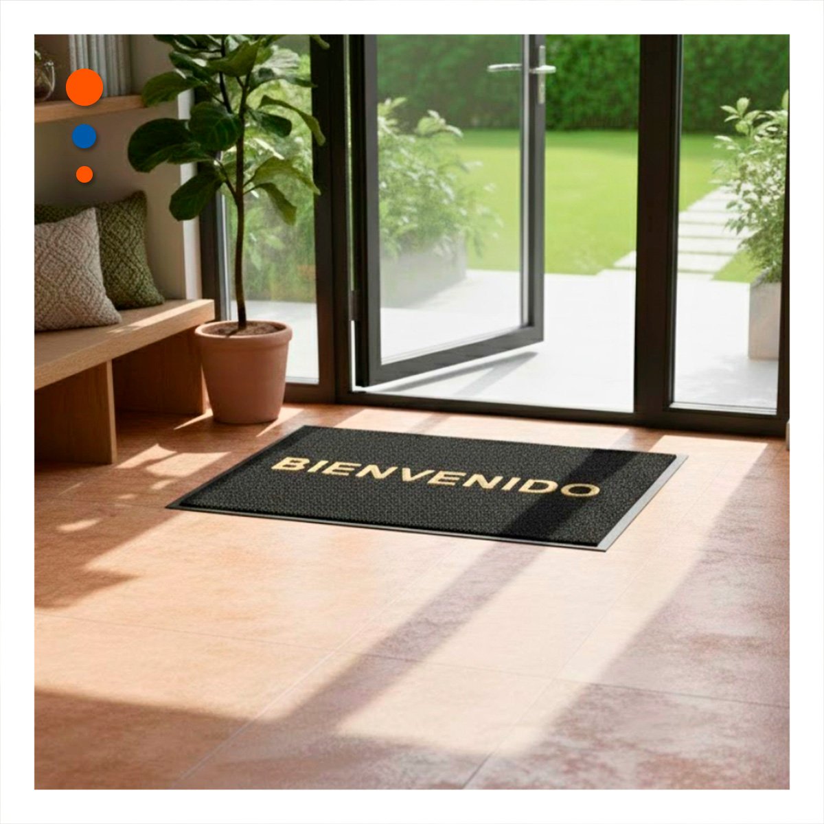 ALFOMBRA RECTANGULAR BIENVENIDO NEGRO PARA ENTRADA Y SALA HOGAR - 1