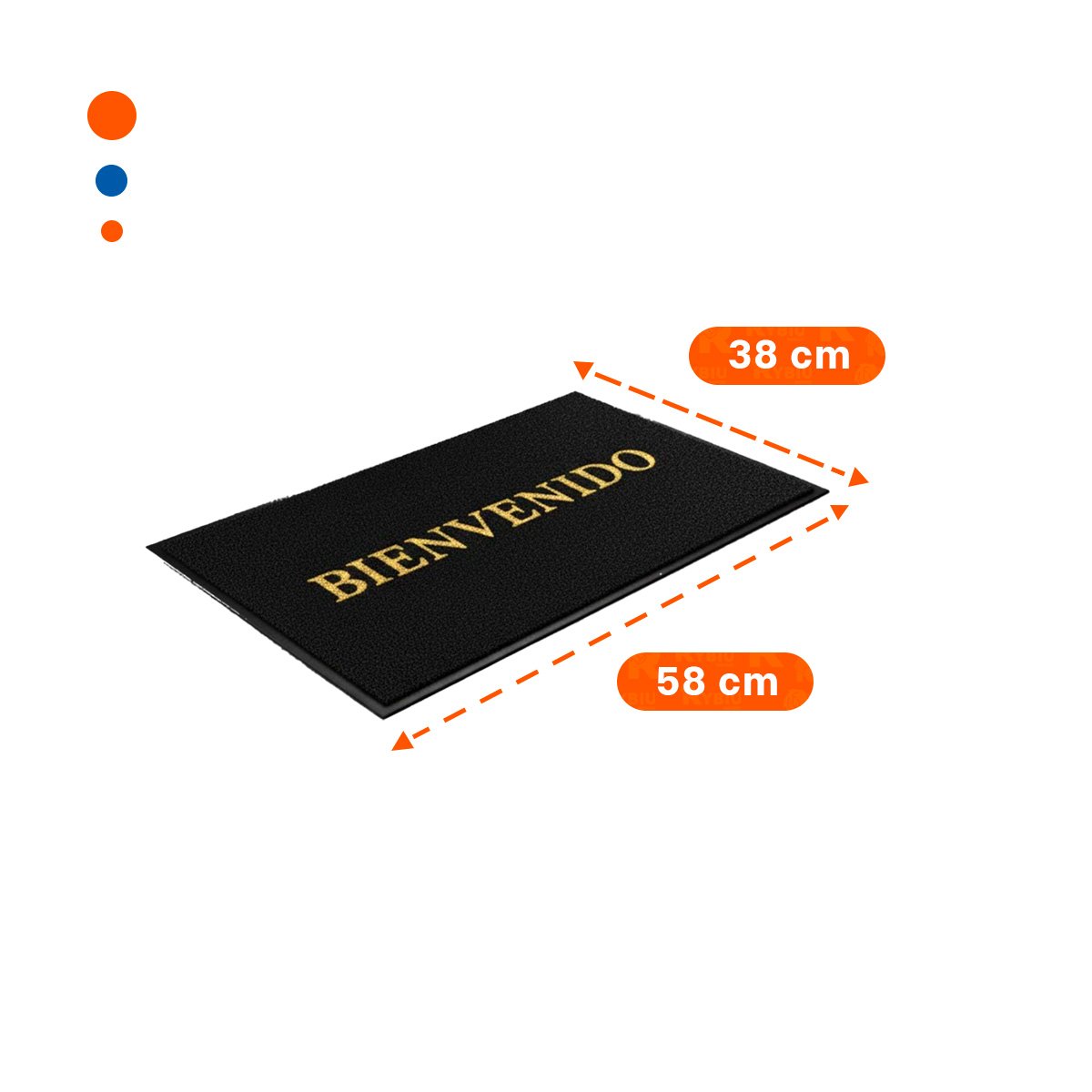 ALFOMBRA RECTANGULAR BIENVENIDO NEGRO PARA ENTRADA Y SALA HOGAR - 4