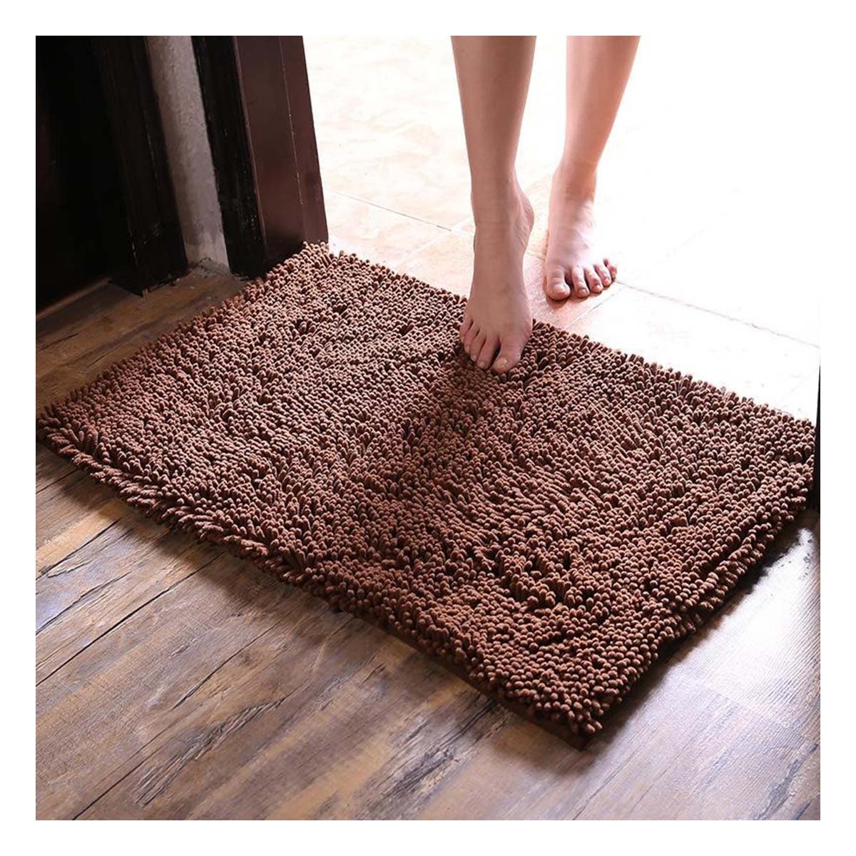 CUBREPISO RECTANGULAR SUAVE MICROFIBRA 40X60CM MARRON PARA HOGAR Y+LIGAS REGALO - 2