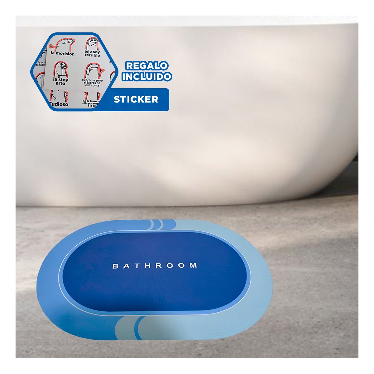 TAPIZ OVALADO FUNCIONAL PARA HOGAR Y CASA CON PRESENCIA DISCRETA CELESTE YREGALO STICKER - 1