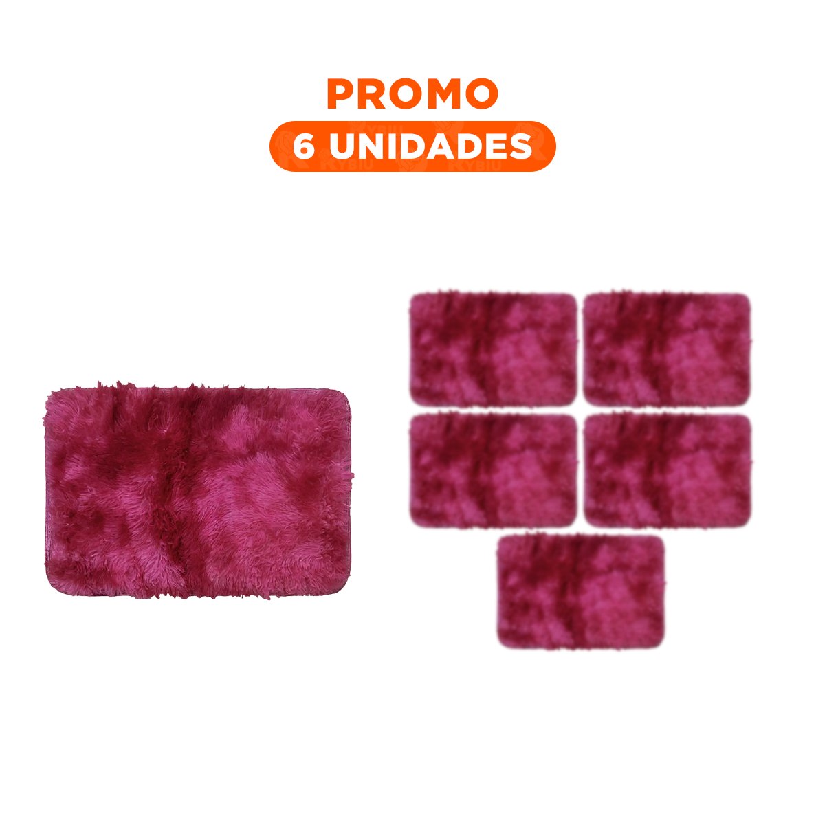 PACK6 ALFOMBRILLA RECTANGULAR CON FUCSIA Y GUINDA PELUCHE 40X60CM - 1