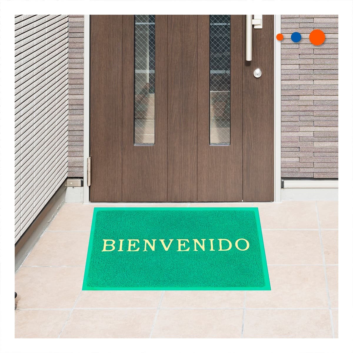 PACK4 FELPUDO RECTANGULAR BIENVENIDO VERDE PARA SALA Y AREA DE ESPERA Y+PAPEL REGALO - 2