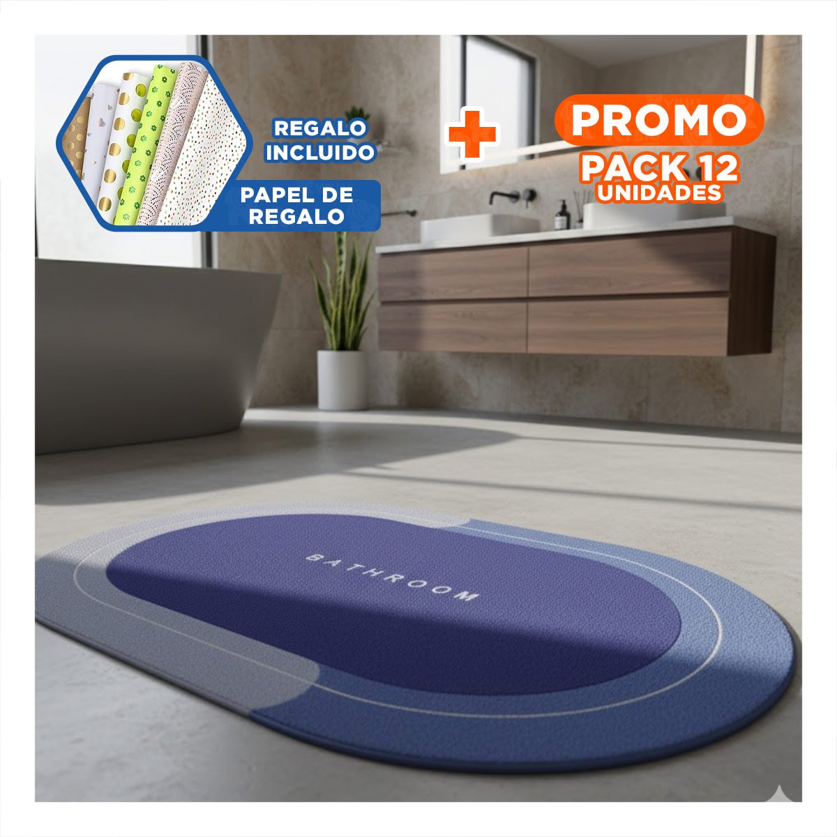 PACK12 ALFOMBRA OVALADA PARA USO INTERIOR EN CASA Y HOGAR AZUL YPAPEL REGALO - 1