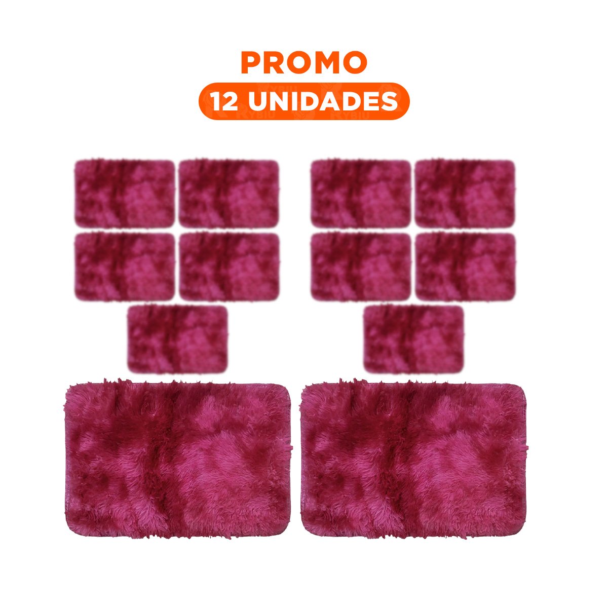 PACK12 BASE RECTANGULAR FUCSIA Y GUINDA TEXTURA PELUCHE 40X60CM YREGALO STICKER - 1