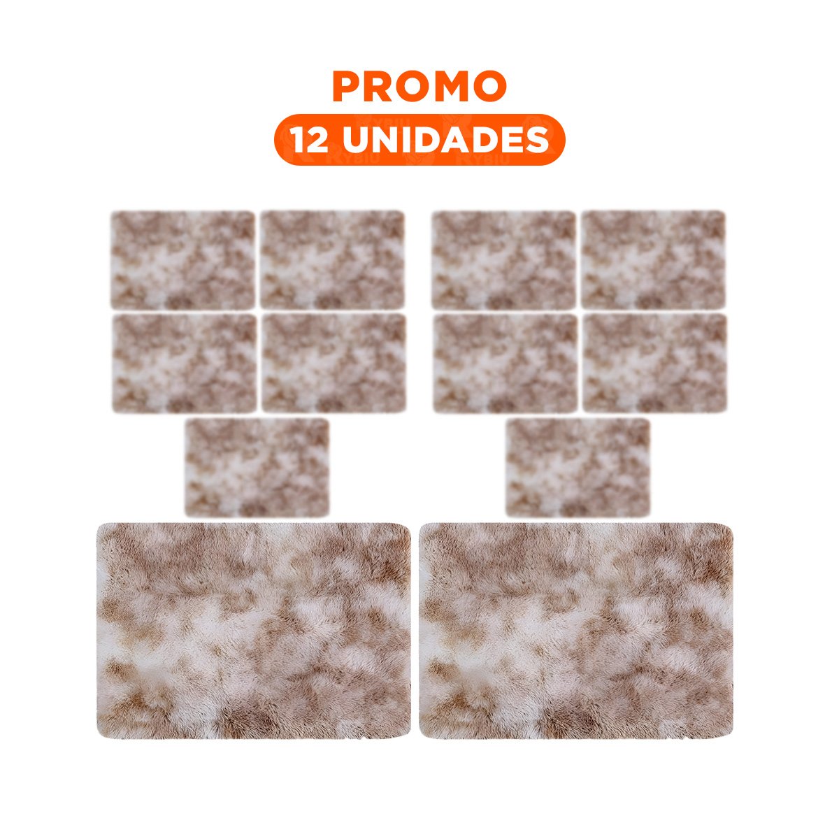 PACK12 BASE RECTANGULAR BLANCO Y CAMELLO TEXTURA PELUCHE 40X60CM YREGALO STICKER - 1
