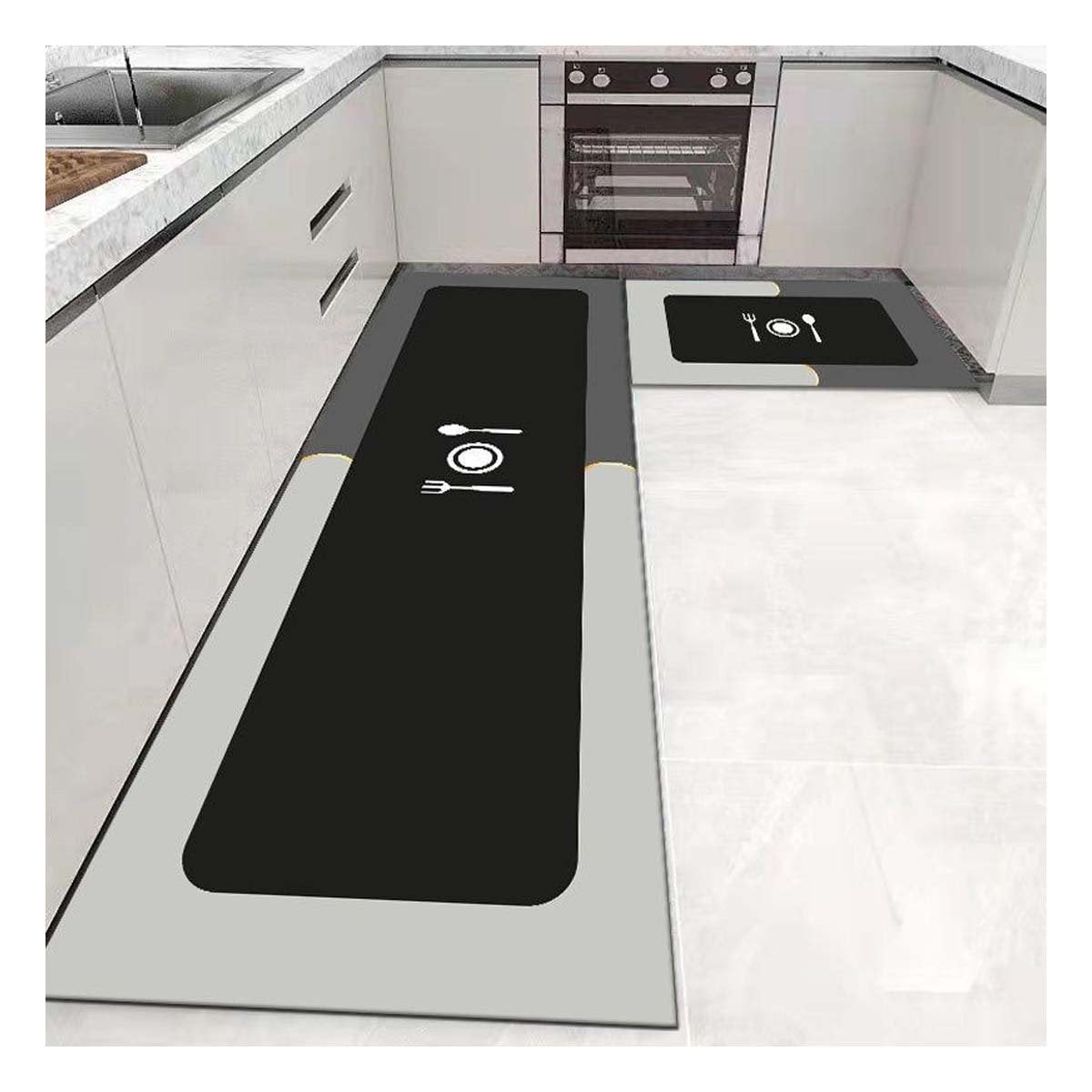 PACK12 TAPETE FUNCIONAL ANTIDESLIZANTE DE PISO PARA COCINA PLOMO Y+REGALO STICKER - 5