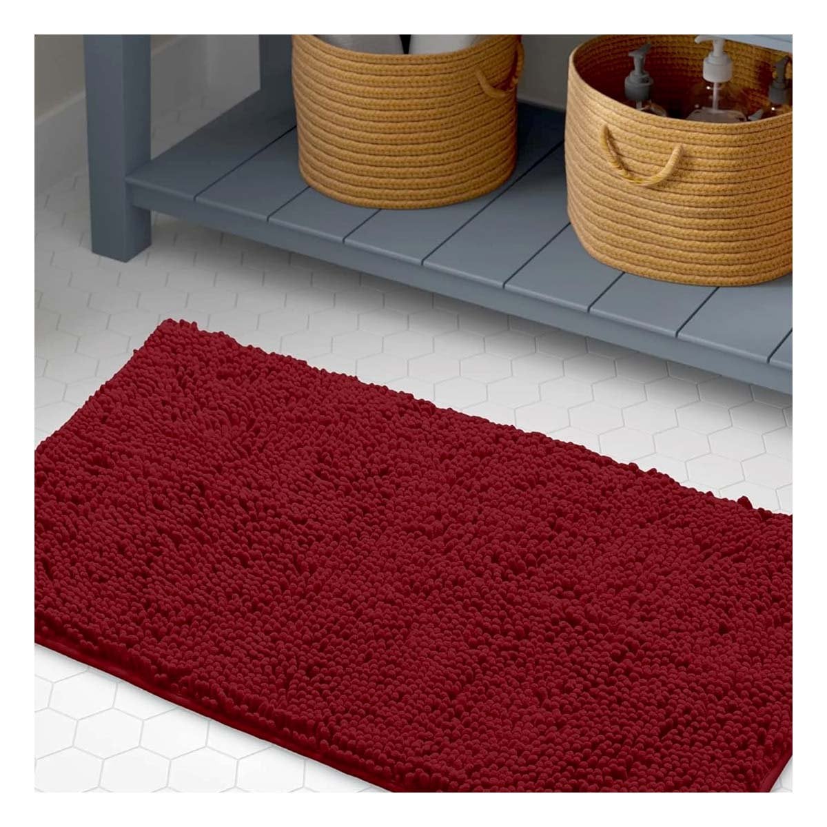 PACK6 ALFOMBRILLA RECTANGULAR DECORATIVA MICROFIBRA 40X60CM GUINDA CASA Y+REGALO STICKER - 3