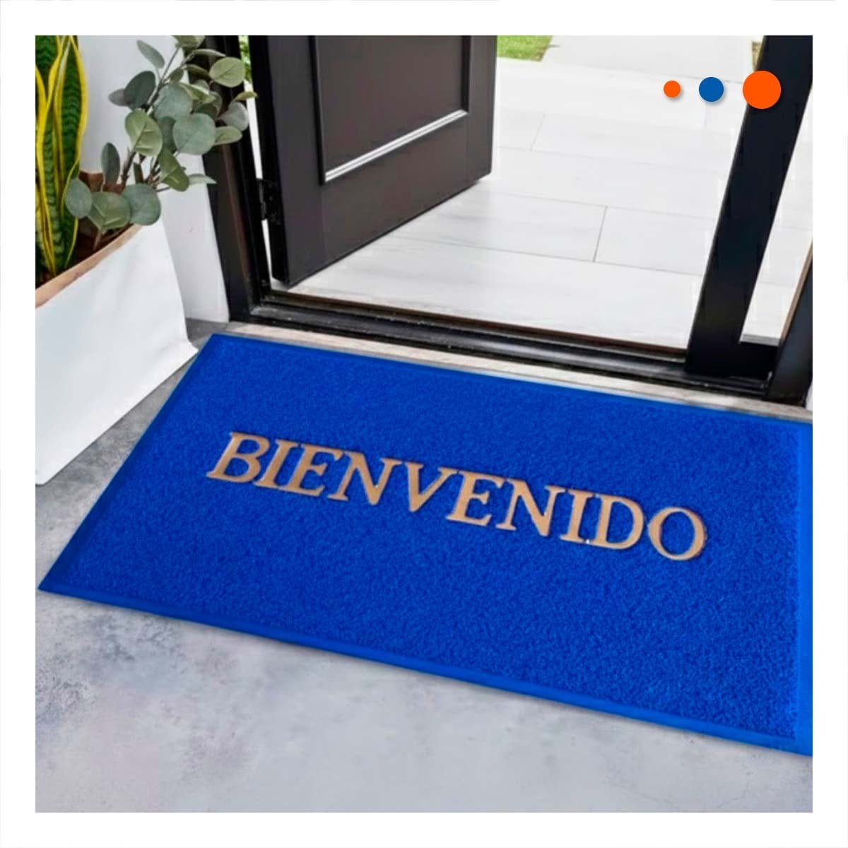 TAPETE RECTANGULAR BIENVENIDO NEGRO MODERNO Y COMODO PARA RECIBIDORES Y SALAS - 2