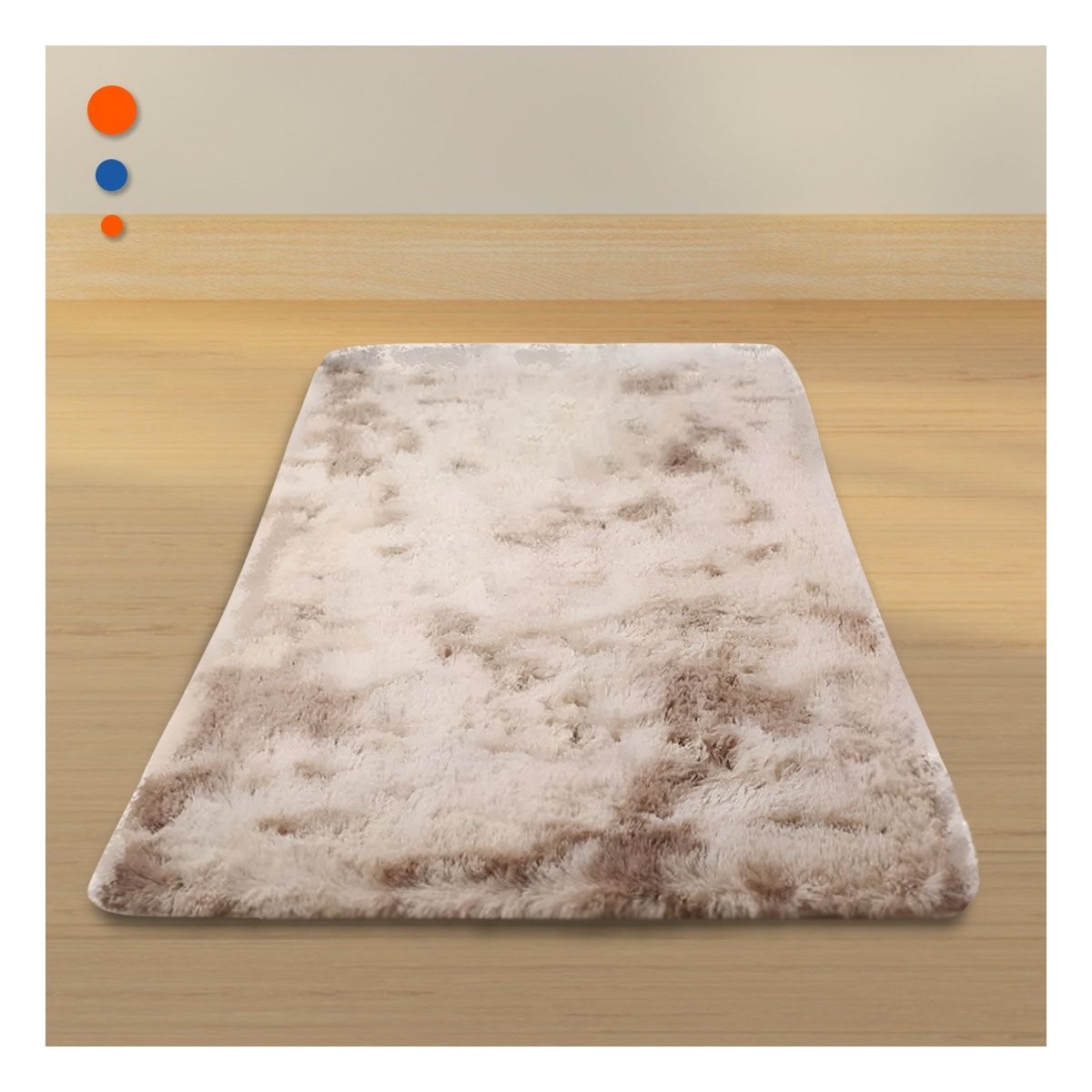 TAPETE BLANCO Y CAMELLO DE PELUCHE RECTANGULAR CON DIMENSIONES 40X60CM YPAPEL REGALO - 5