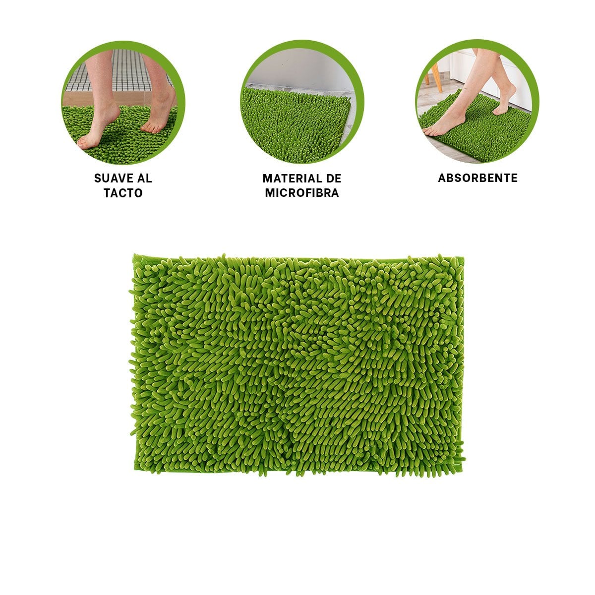 ACCESORIO RECTANGULAR DE MICROFIBRA SUAVE PARA DECORACIÓN DE HOGAR 40 X 60 CM VERDE LIMON - 3