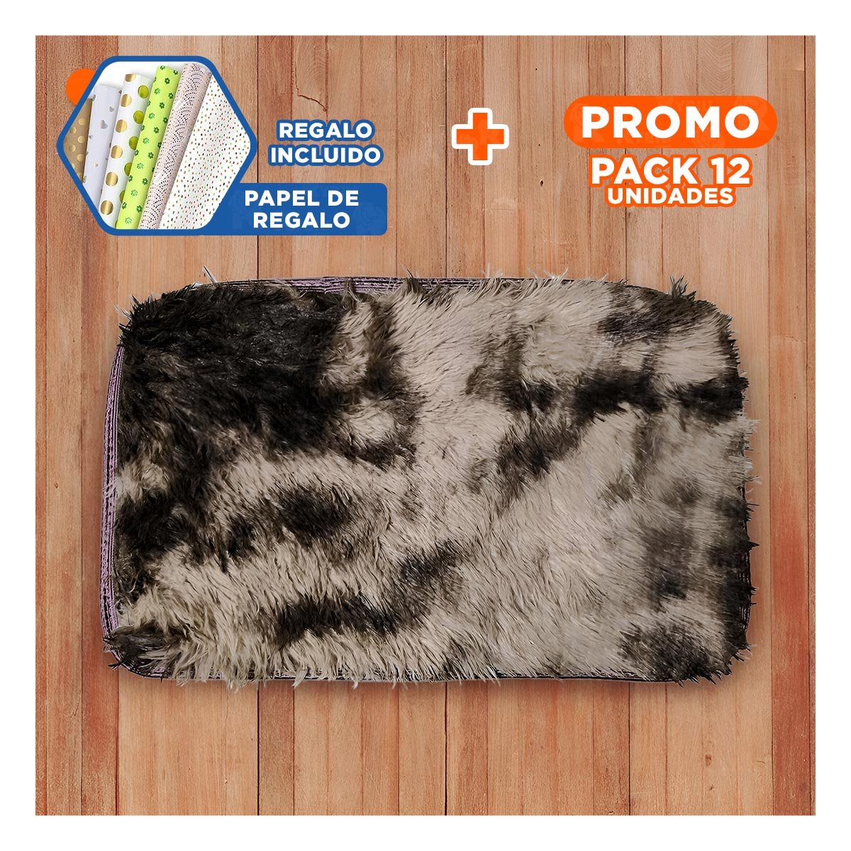 PACK12 BASE DE PELUCHE RECTANGULAR DIMENSIONES 40X60CM MARRON Y CREMA YPAPEL REGALO - 1