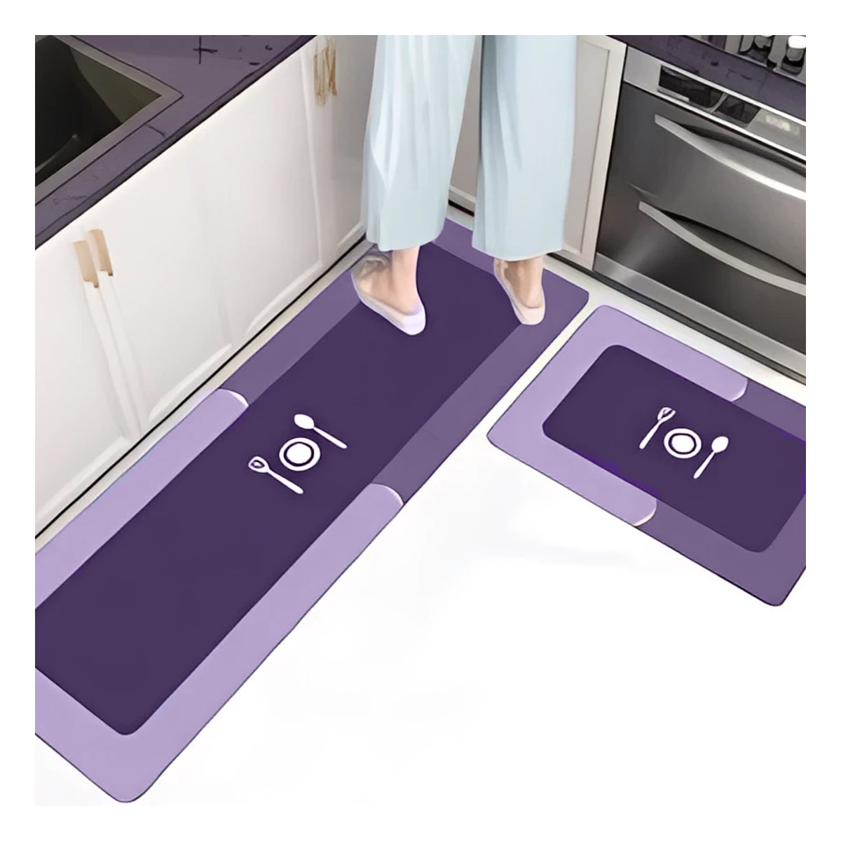 MAT DE PISO ANTIDESLIZANTE PARA COCINA Y USO DIARIO EN CASA MORADO Y+REGALO STICKER - 5