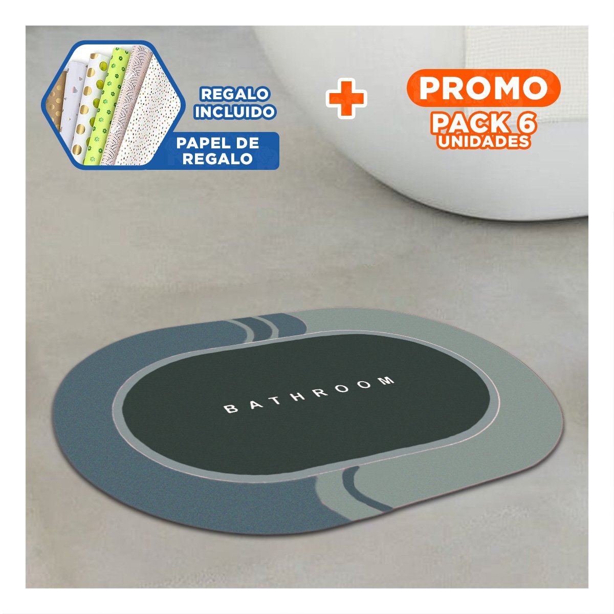 PACK6 TAPIZ OVALADO PARA ESPACIOS DE CASA Y HOGAR CON FACIL USO VERDE OSCURO YPAPEL REGALO - 1