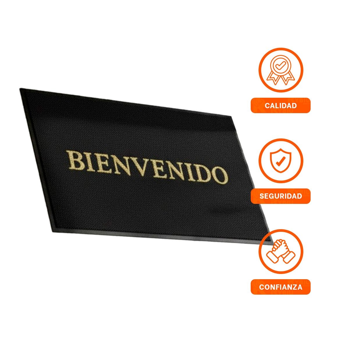 PACK6 ALFOMBRA RECTANGULAR BIENVENIDO NEGRO PARA RECIBIDOR Y PASILLO DIARIO Y+REGALO STICKER - 2
