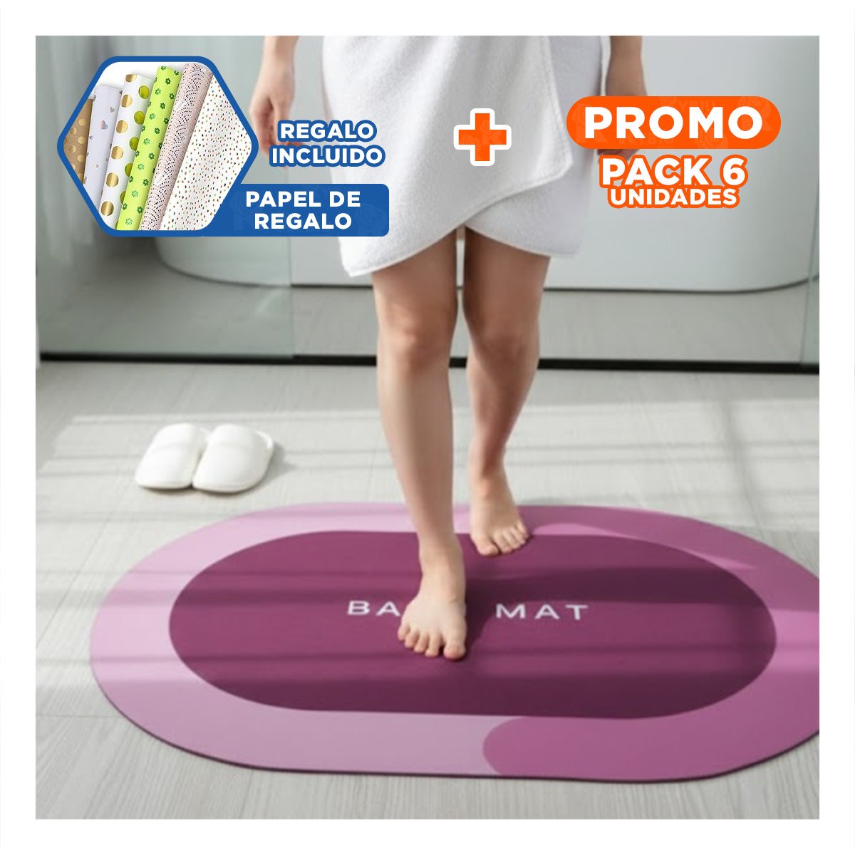 PACK6 BASE DE PISO OVALADA ROSADA PARA ESPACIOS DE CASA Y HOGAR CON APOYO SEGURO YPAPEL REGALO - 1