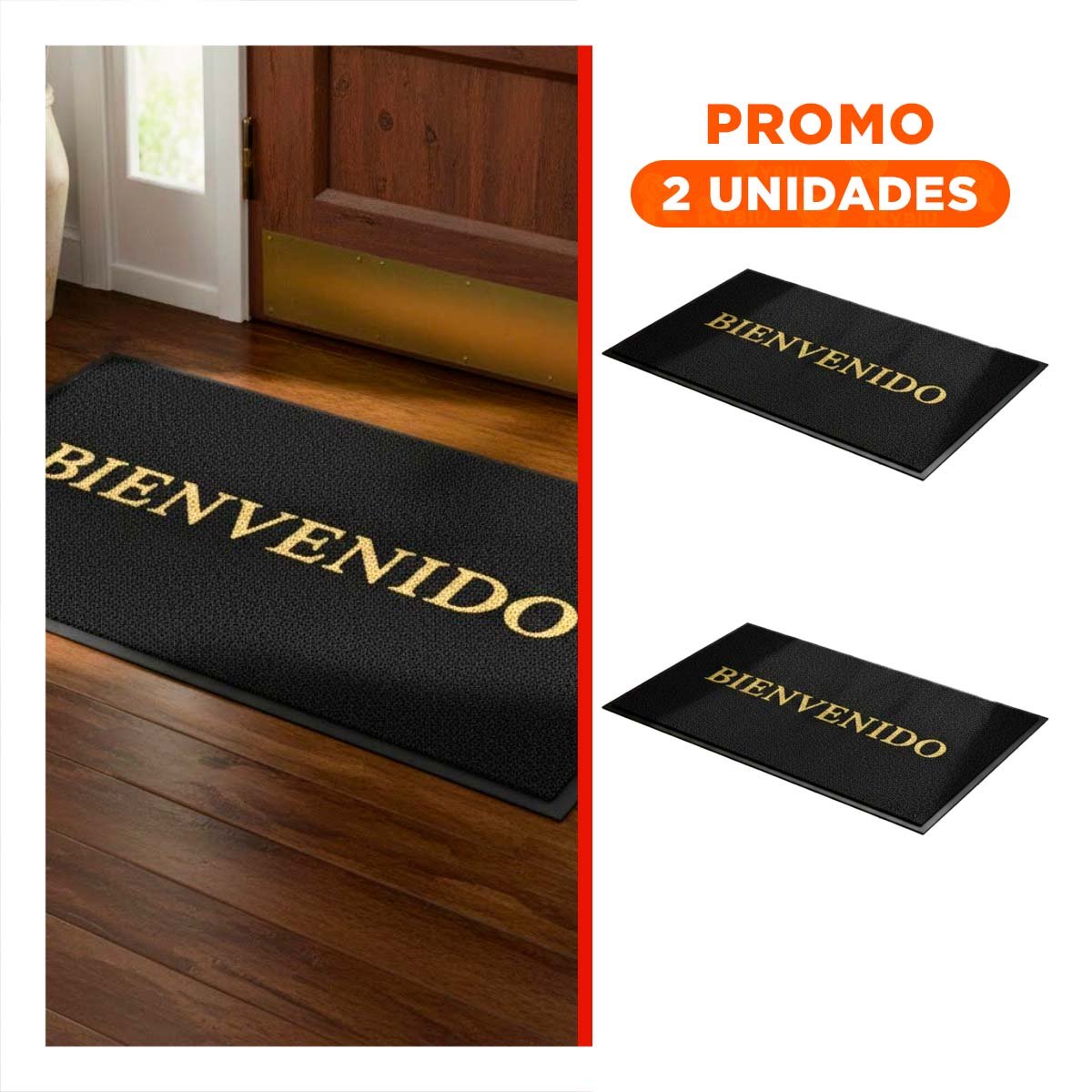 PACK2 TAPIZ RECTANGULAR BIENVENIDO NEGRO PARA ENTRADA Y ACCESO DIARIO - 1