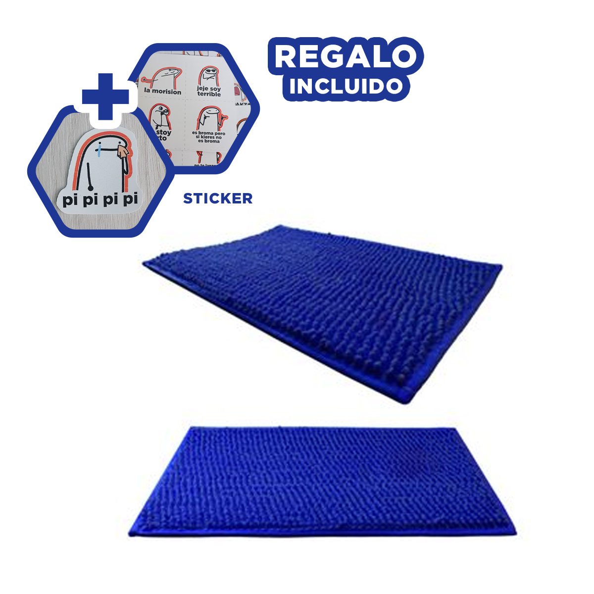 COBERTOR RECTANGULAR DE PISO MICROFIBRA 40X60CM AZUL PARA USO INTERIOR YREGALO STICKER - 1