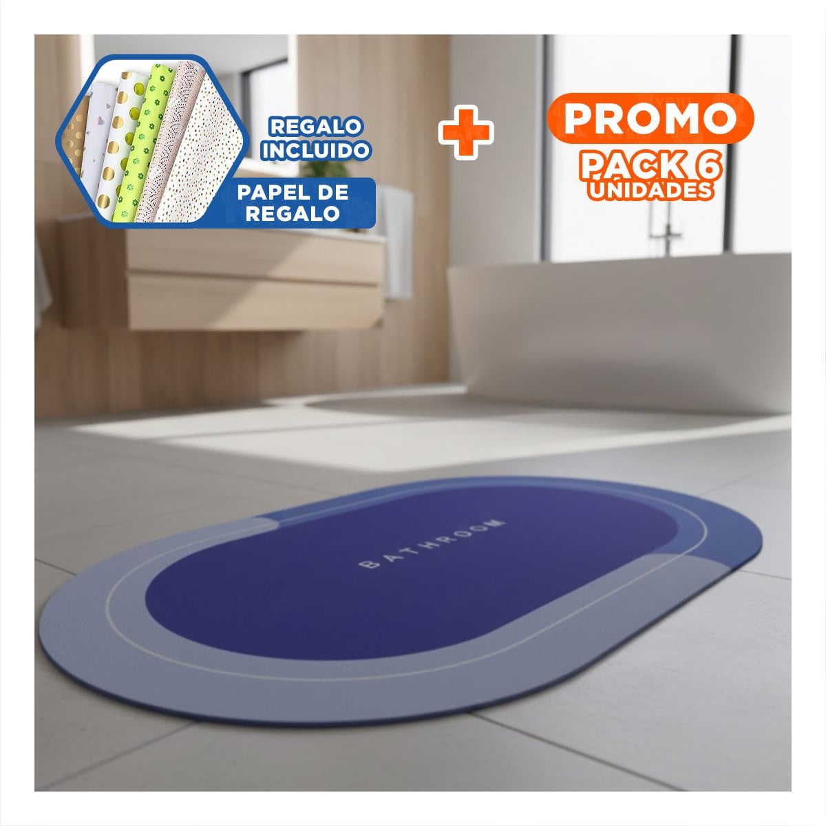 PACK6 BASE DE PISO OVALADA PARA ESPACIOS DE CASA Y HOGAR AZUL YPAPEL REGALO - 1