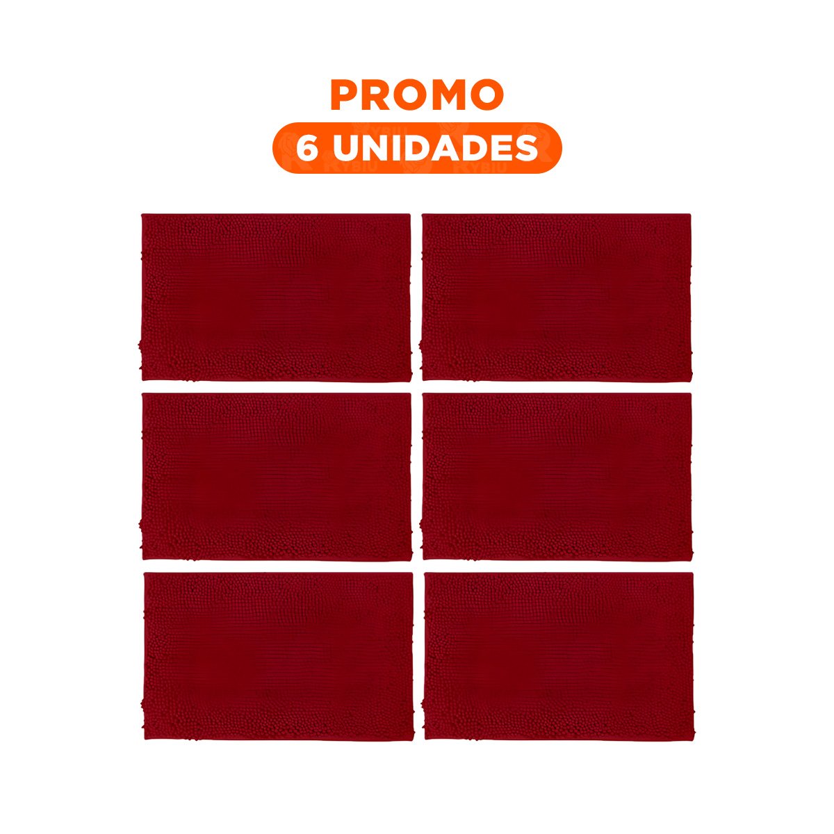 PACK6 TAPIZ RECTANGULAR DECORATIVO MICROFIBRA 40X60CM GUINDA INTERIOR - 1
