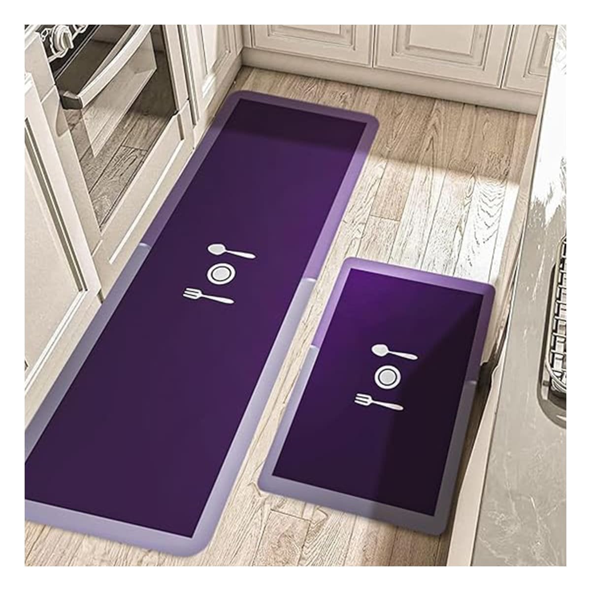 TAPETE DE PISO ANTIDESLIZANTE CON BASE SEGURA PARA COCINA MORADO Y+PAPEL REGALO - 5