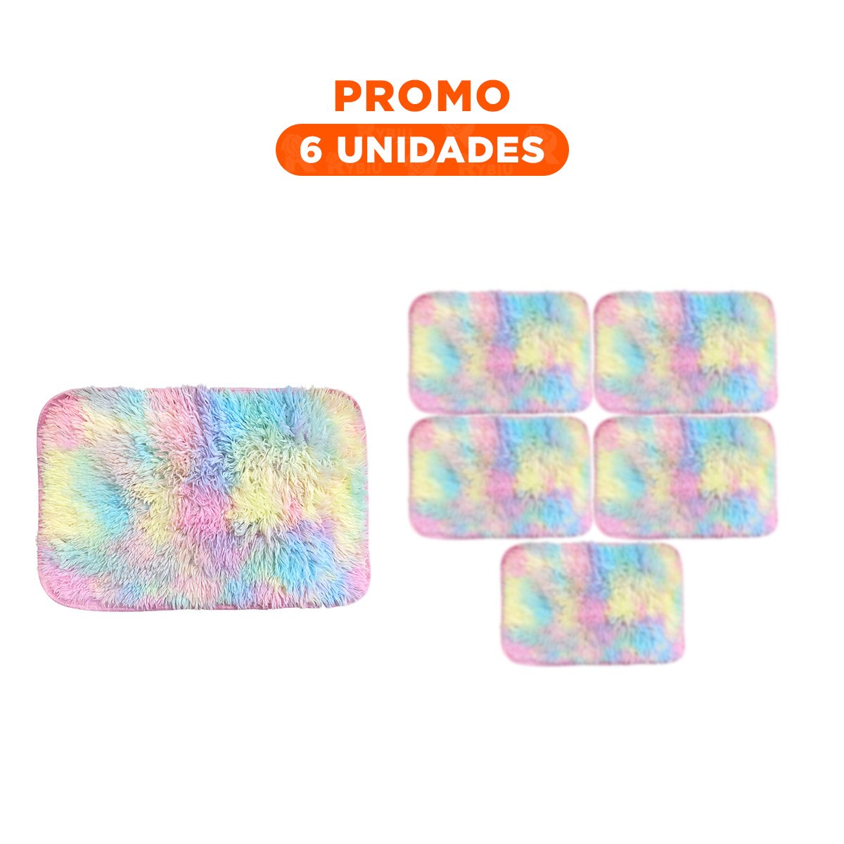 PACK6 ALFOMBRILLA RECTANGULAR CON MULTICOLOR PELUCHE 40X60CM - 1