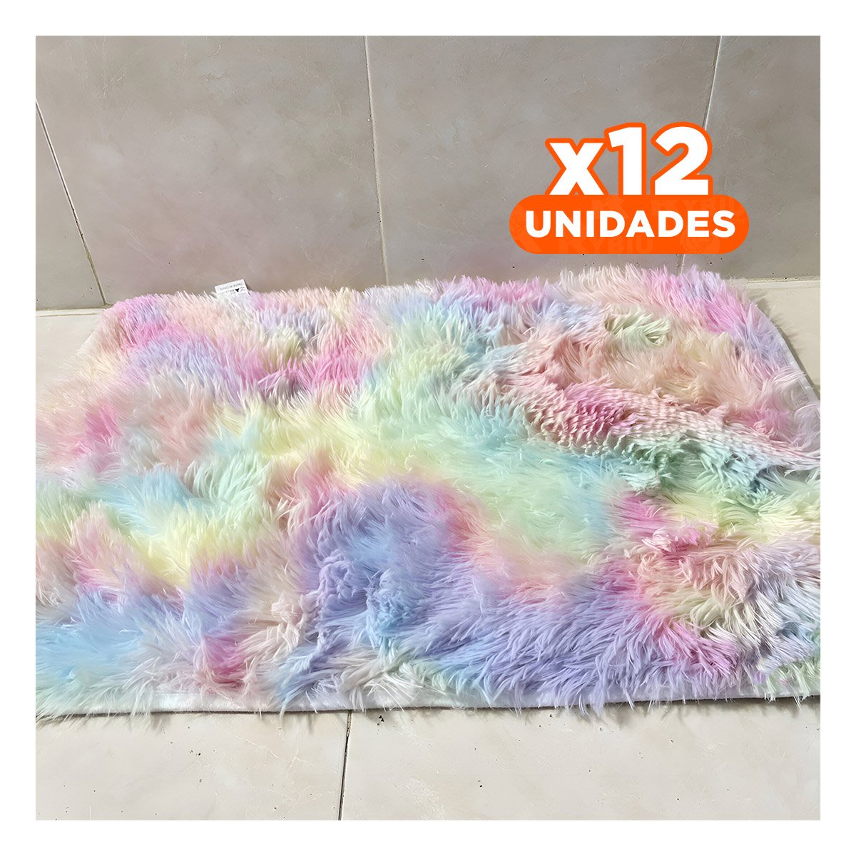 PACK12 ALFOMBRILLA RECTANGULAR MULTICOLOR CON ACABADO PELUCHE 40X60CM - 1