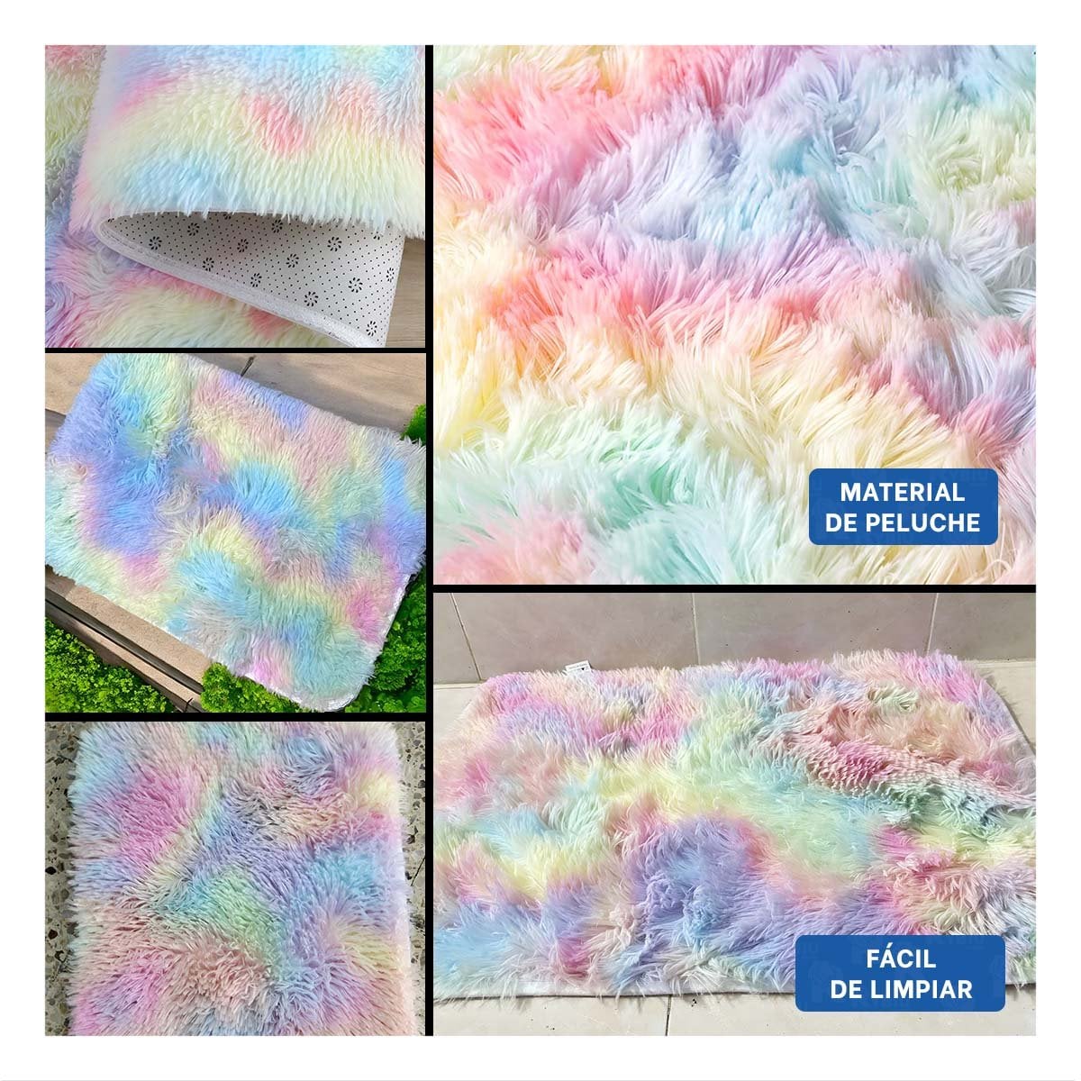 TAPETE DE PELUCHE DIMENSIONES 40X60CM RECTANGULAR MULTICOLOR YSTICKY - 1