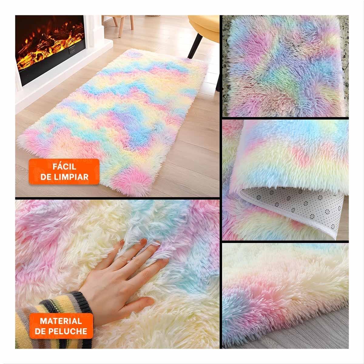 TAPETE DE PELUCHE DIMENSIONES 40X60CM RECTANGULAR MULTICOLOR YSTICKY - 5