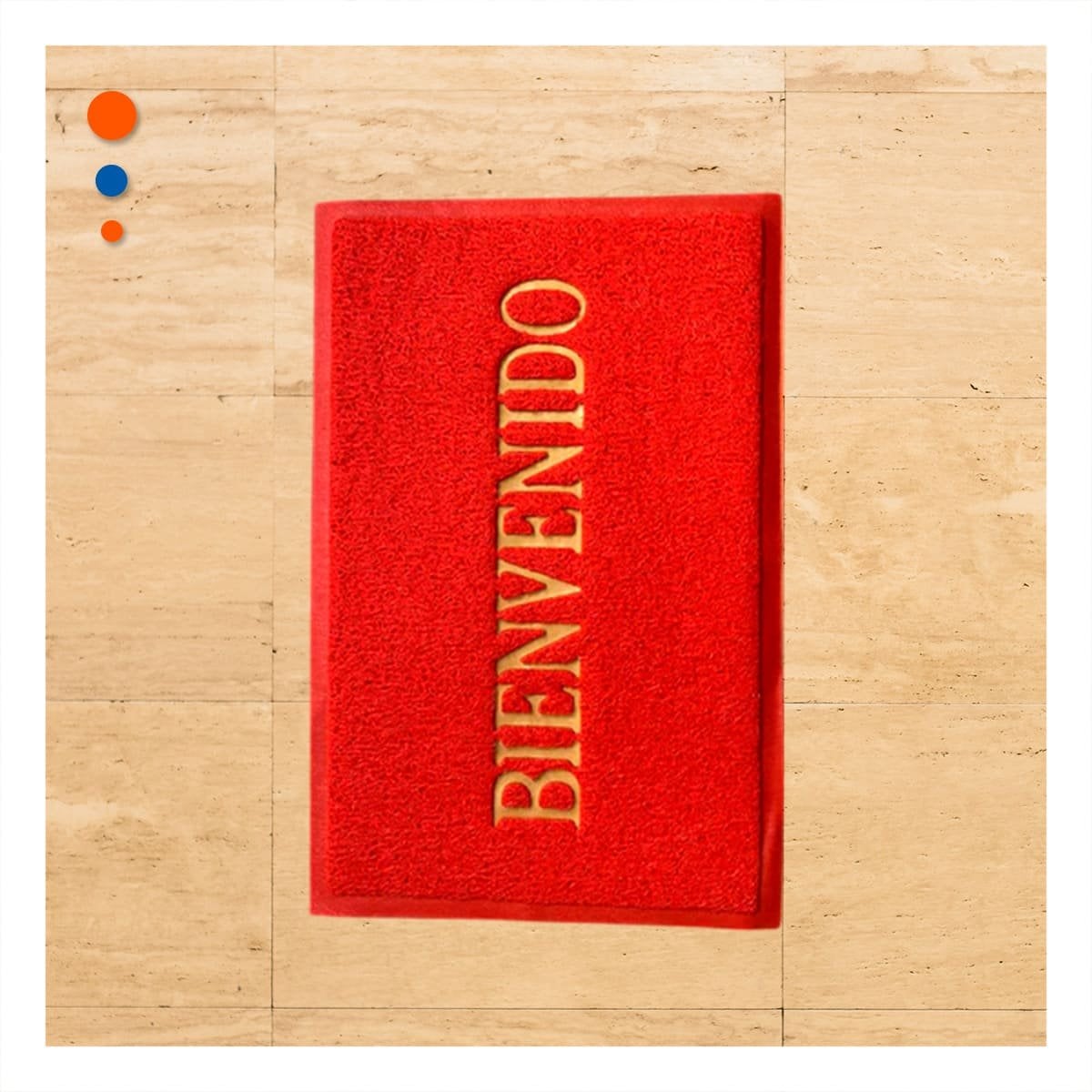 PACK2 FELPUDO RECTANGULAR BIENVENIDO ROJO PARA DECORAR Y ORGANIZAR ENTRADA Y+PAPEL REGALO - 2