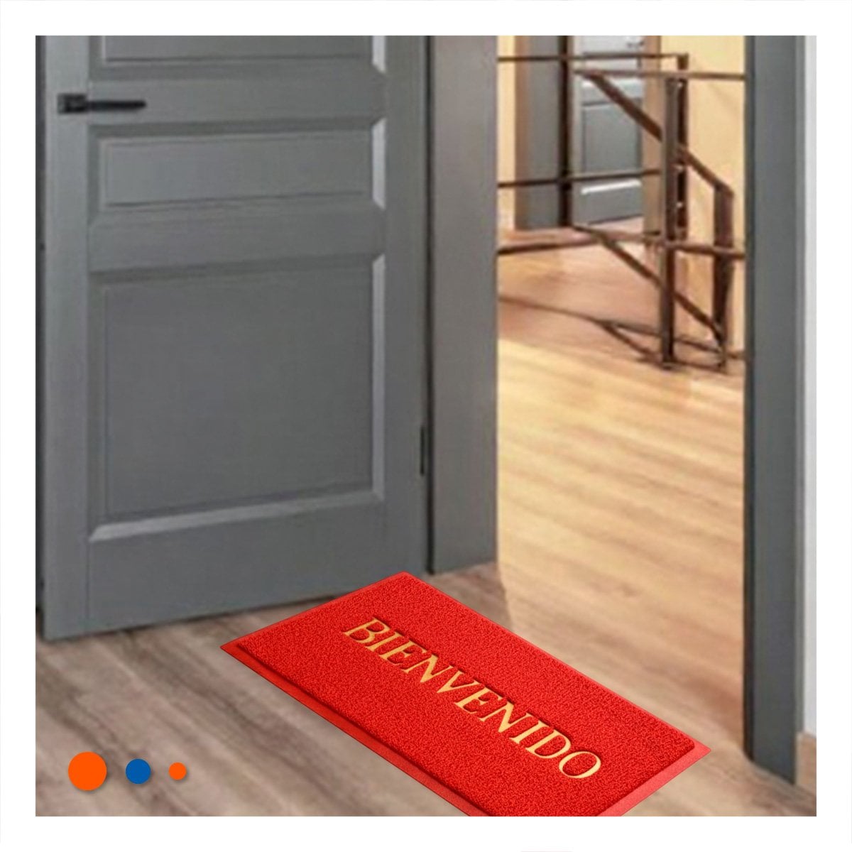 PACK2 FELPUDO RECTANGULAR BIENVENIDO ROJO PARA DECORAR Y ORGANIZAR ENTRADA Y+PAPEL REGALO - 5
