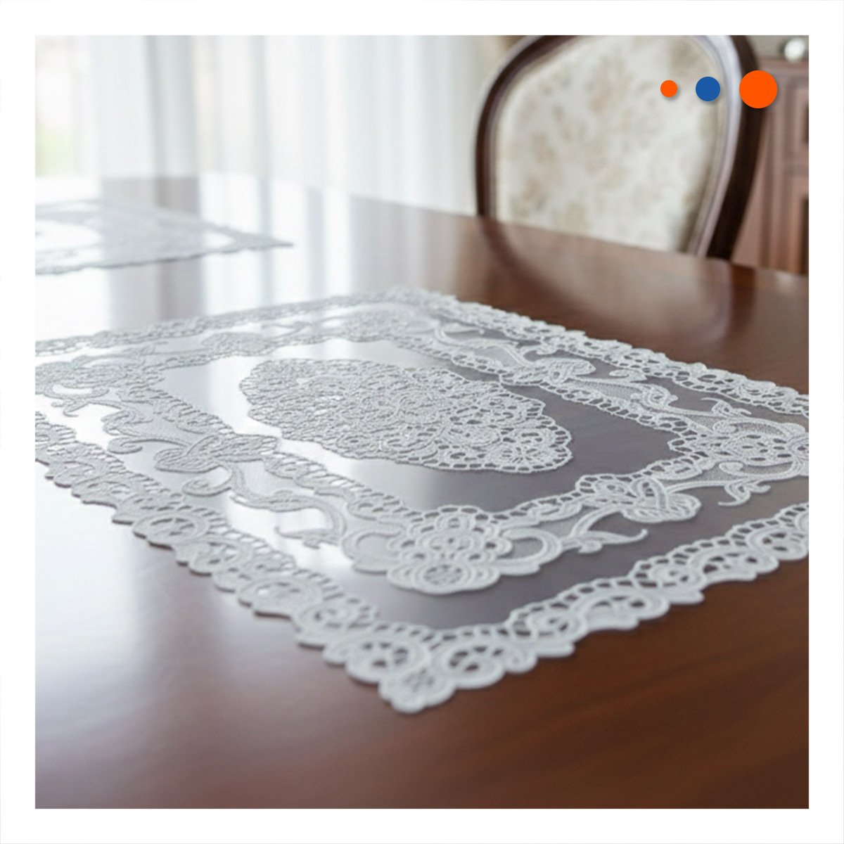 PACK4 INDIVIDUAL PLATEADO ELEGANTE CON DISEÑO FLORAL PARA HOGAR MODERNO Y+PAPEL REGALO - 2